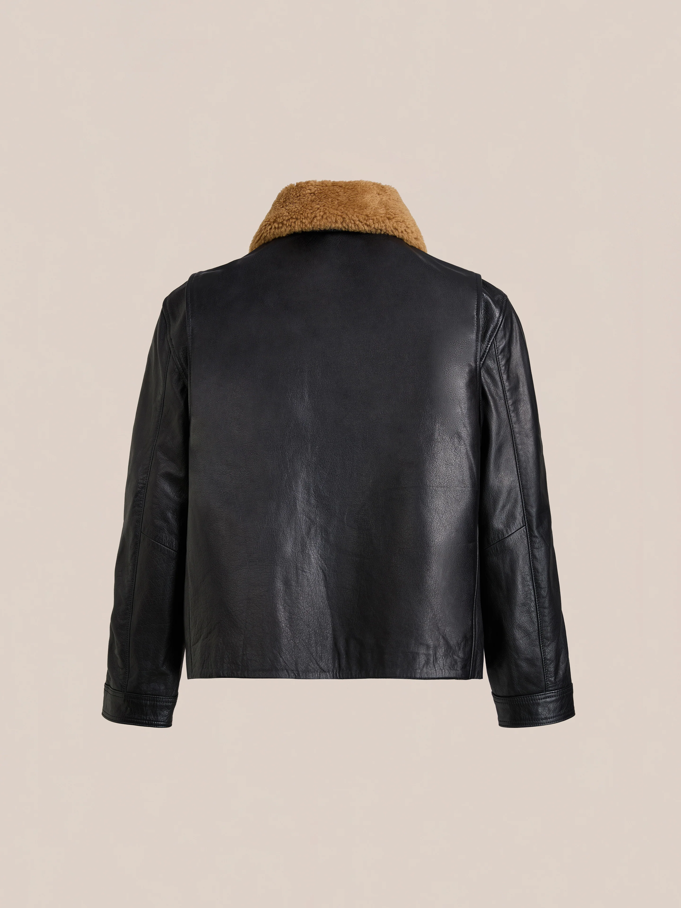 Sherpa Collar Leather Utility Jacket - Image 4