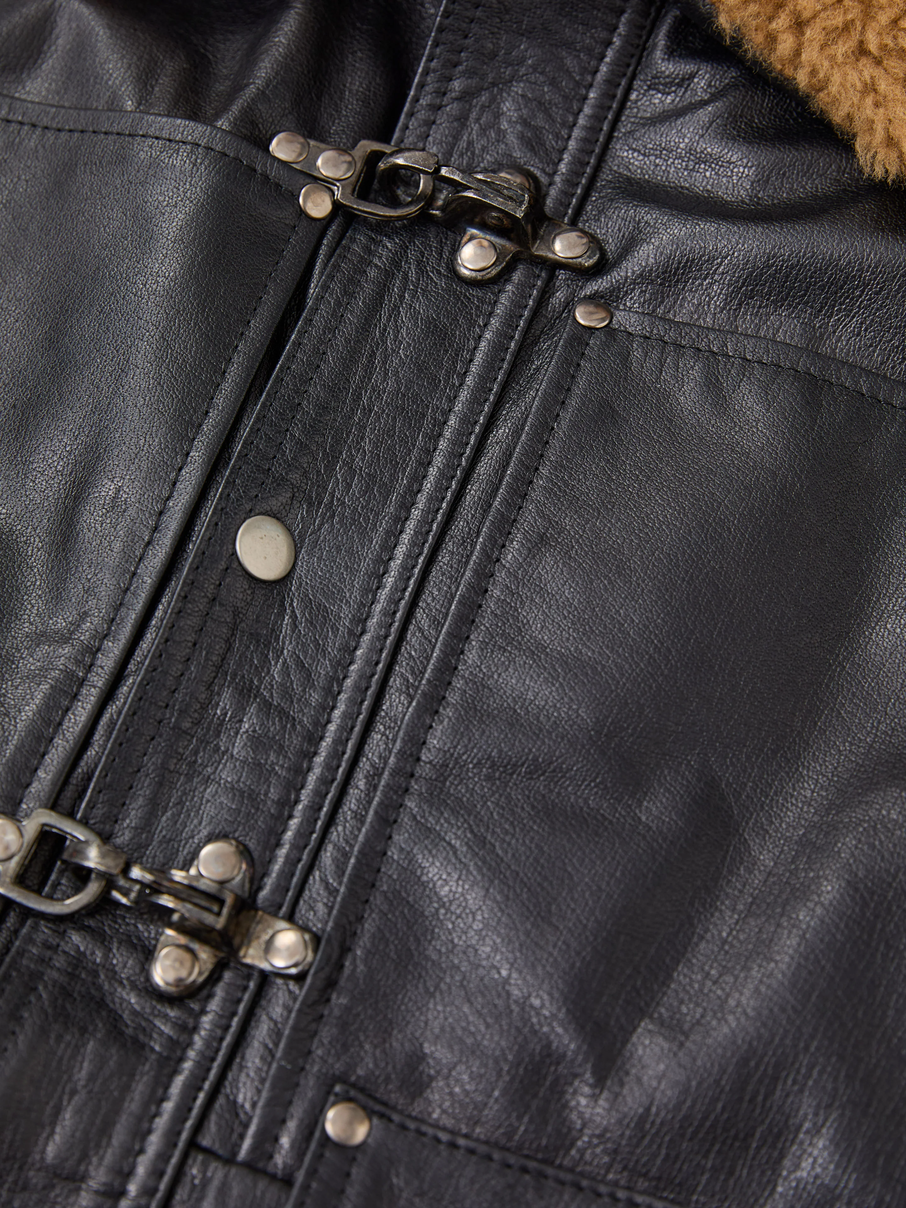 Sherpa Collar Leather Utility Jacket - Image 6
