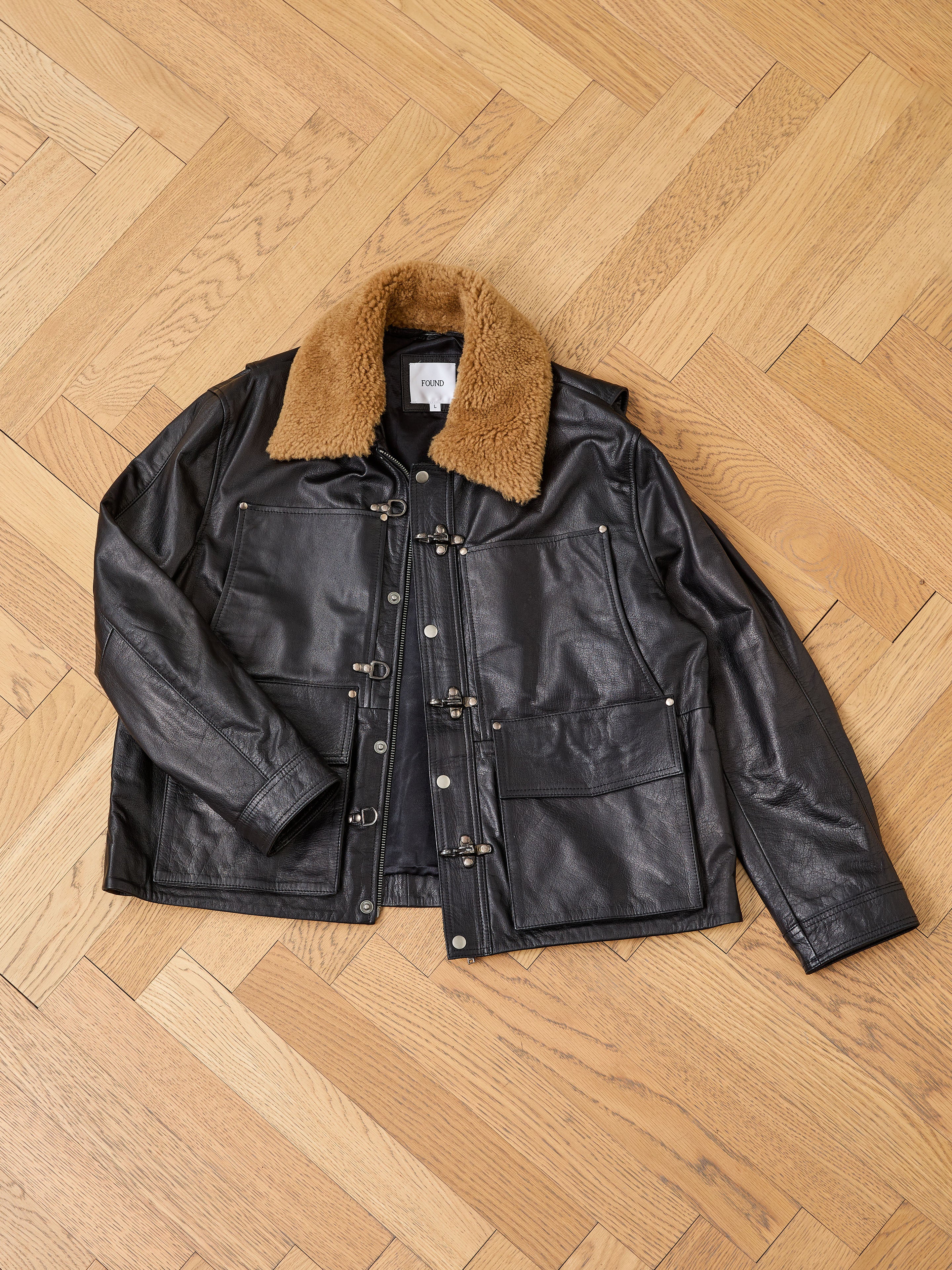 Sherpa Collar Leather Utility Jacket - Image 8