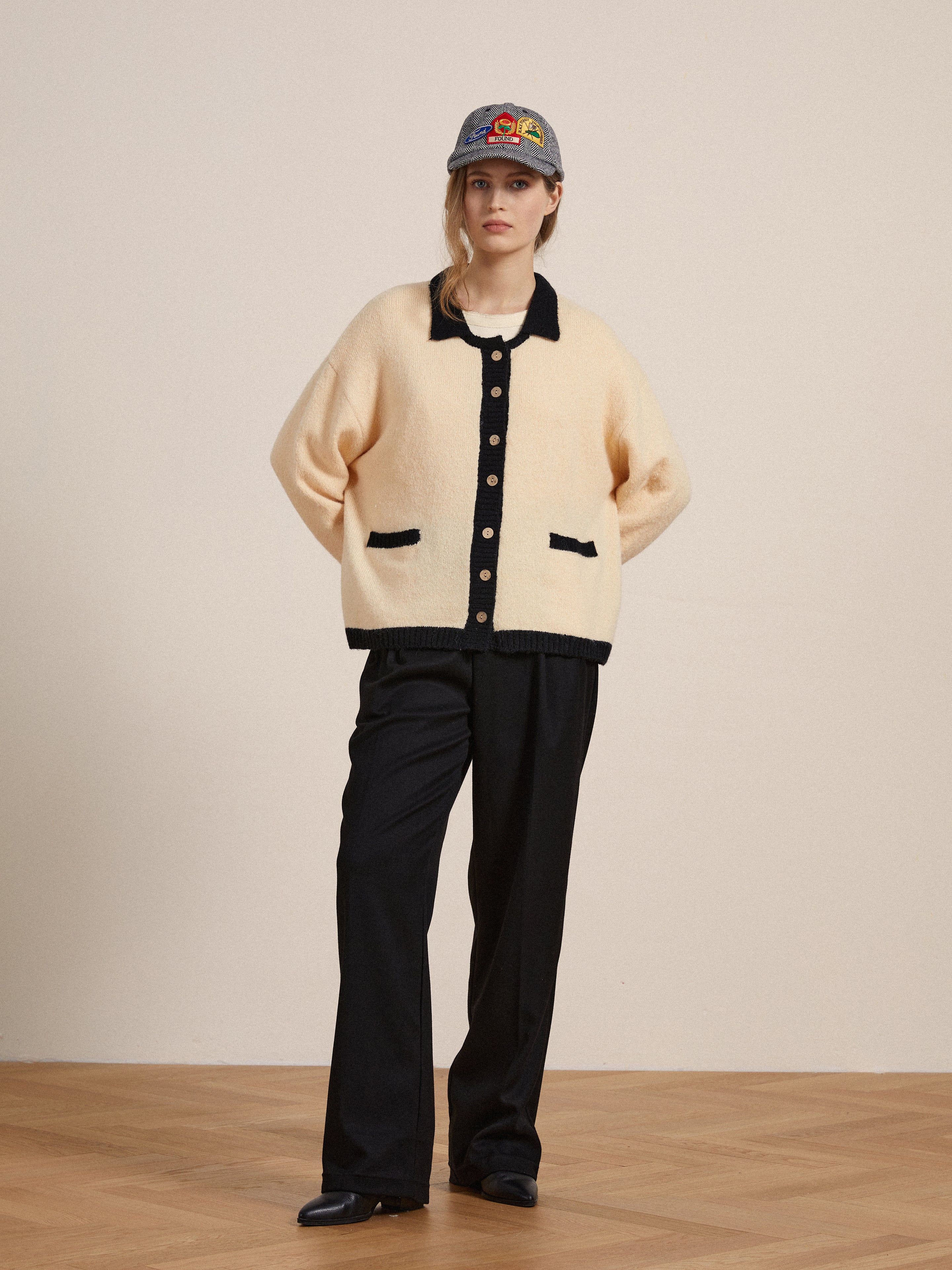 Sima Contrast Collar Knitted Cardigan - Image 3
