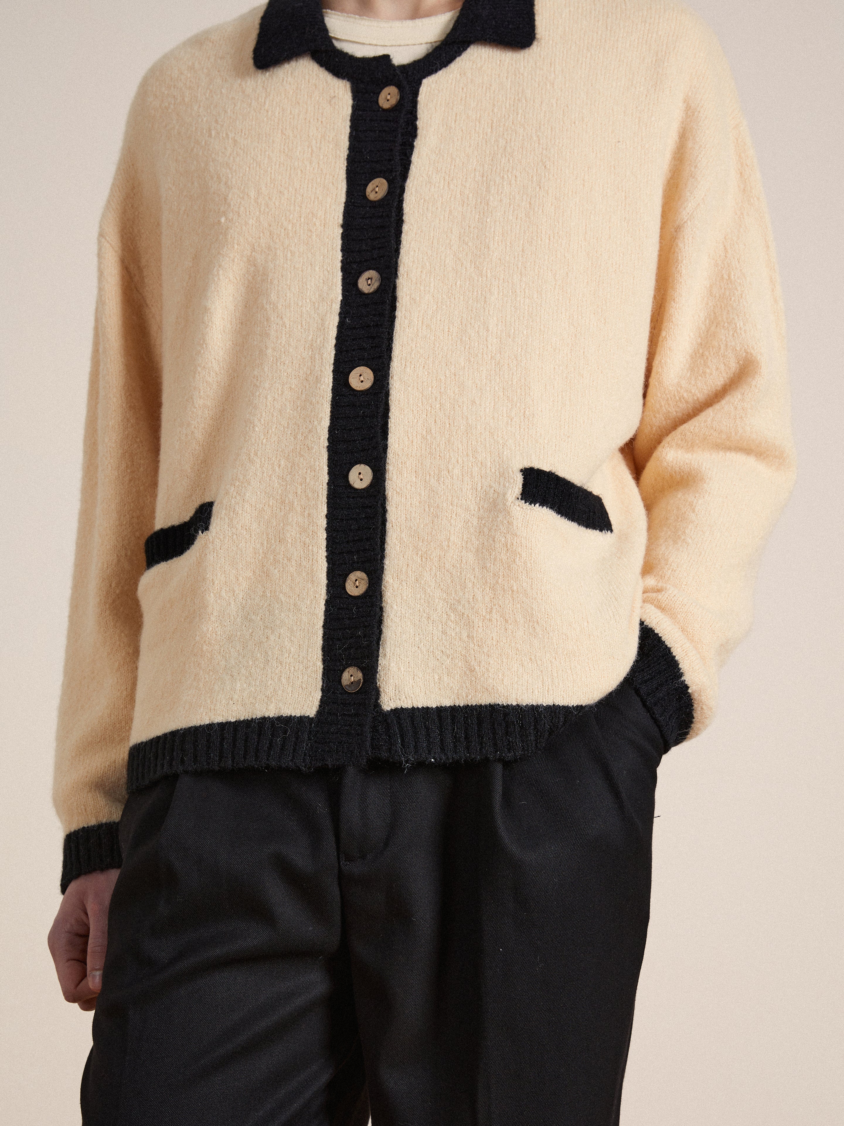 Sima Contrast Collar Knitted Cardigan - Image 4