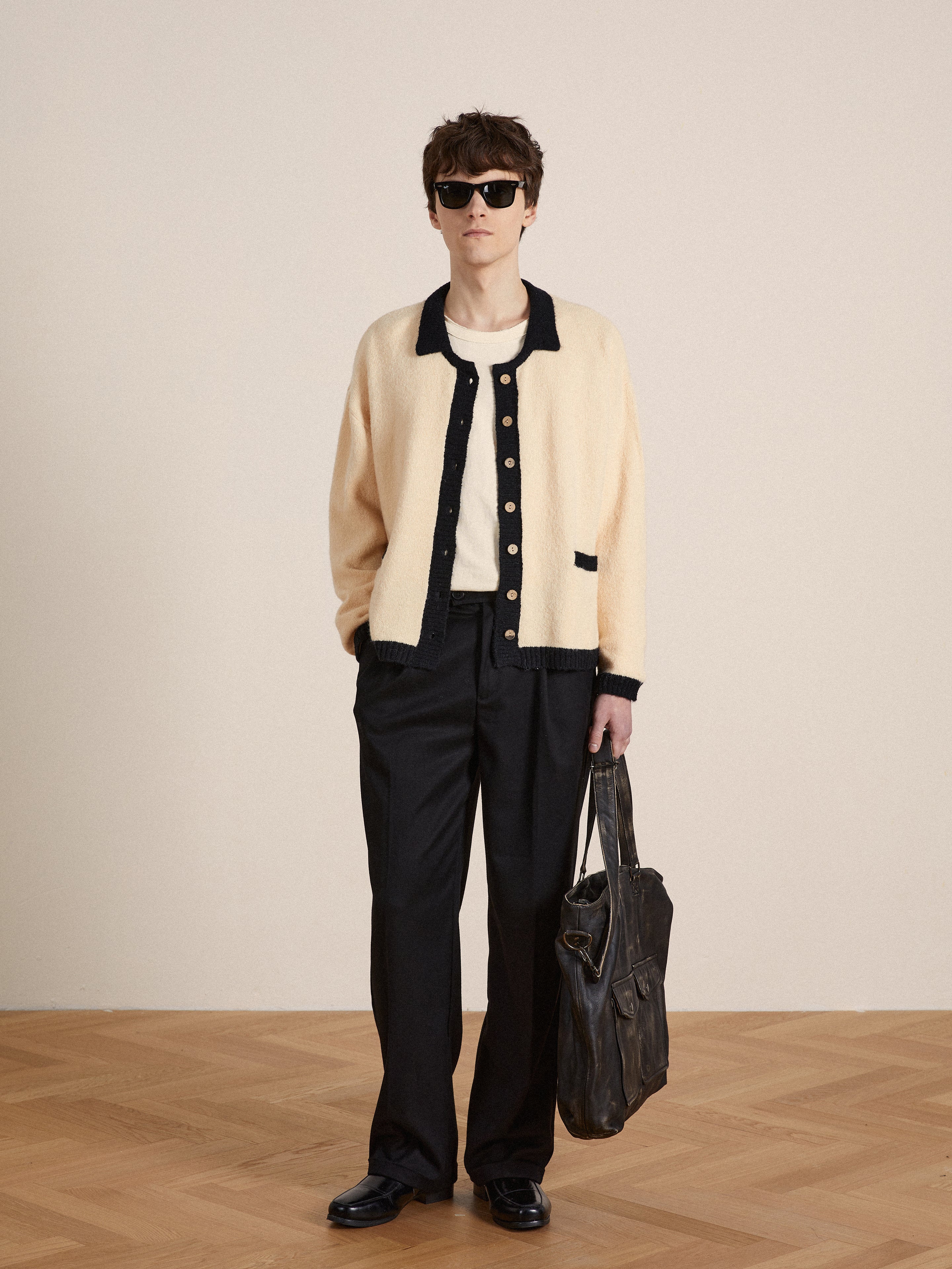 Sima Contrast Collar Knitted Cardigan - Image 8