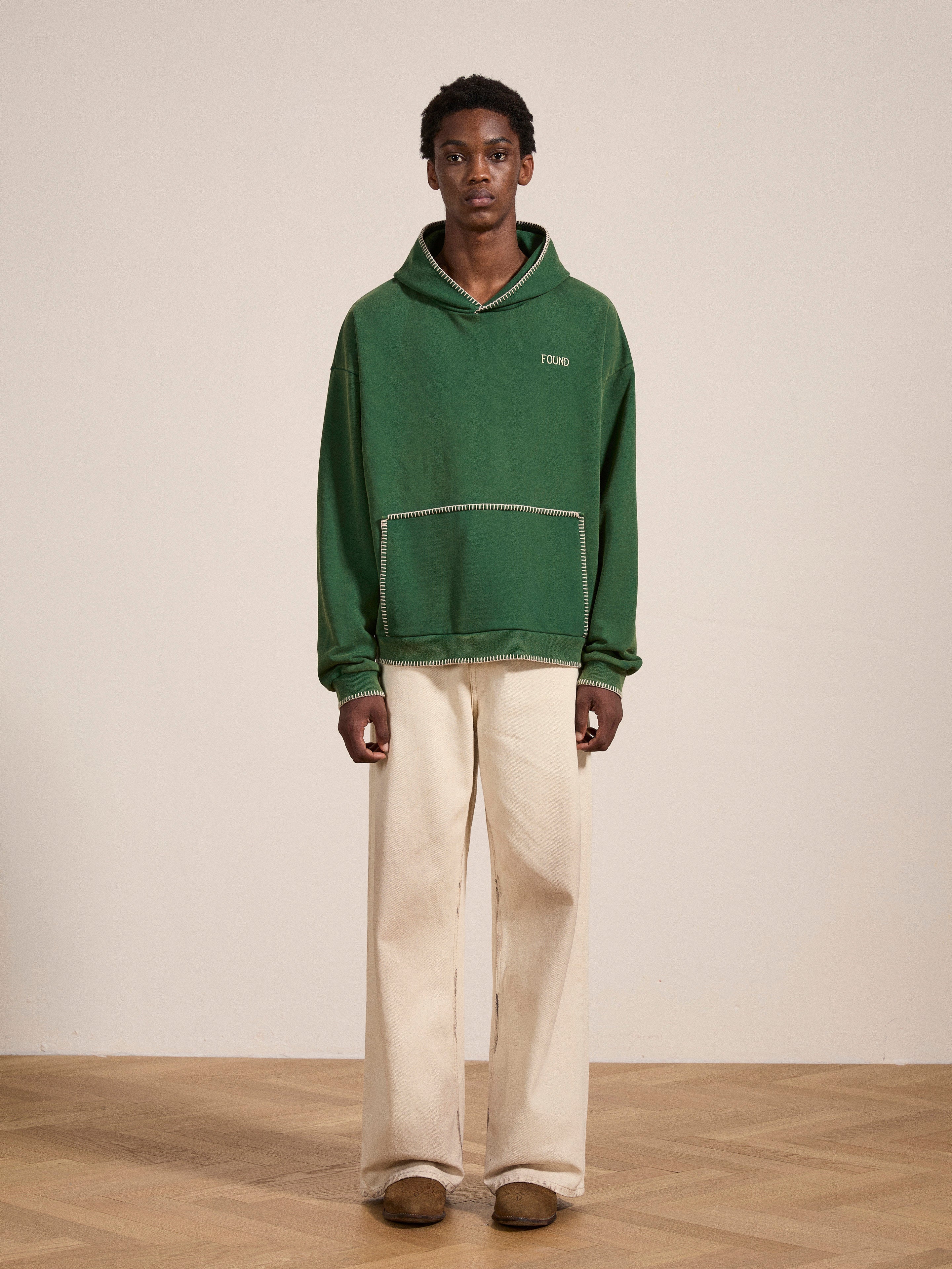 Stitched Border Distressed  Logo Hoodie - Image 5