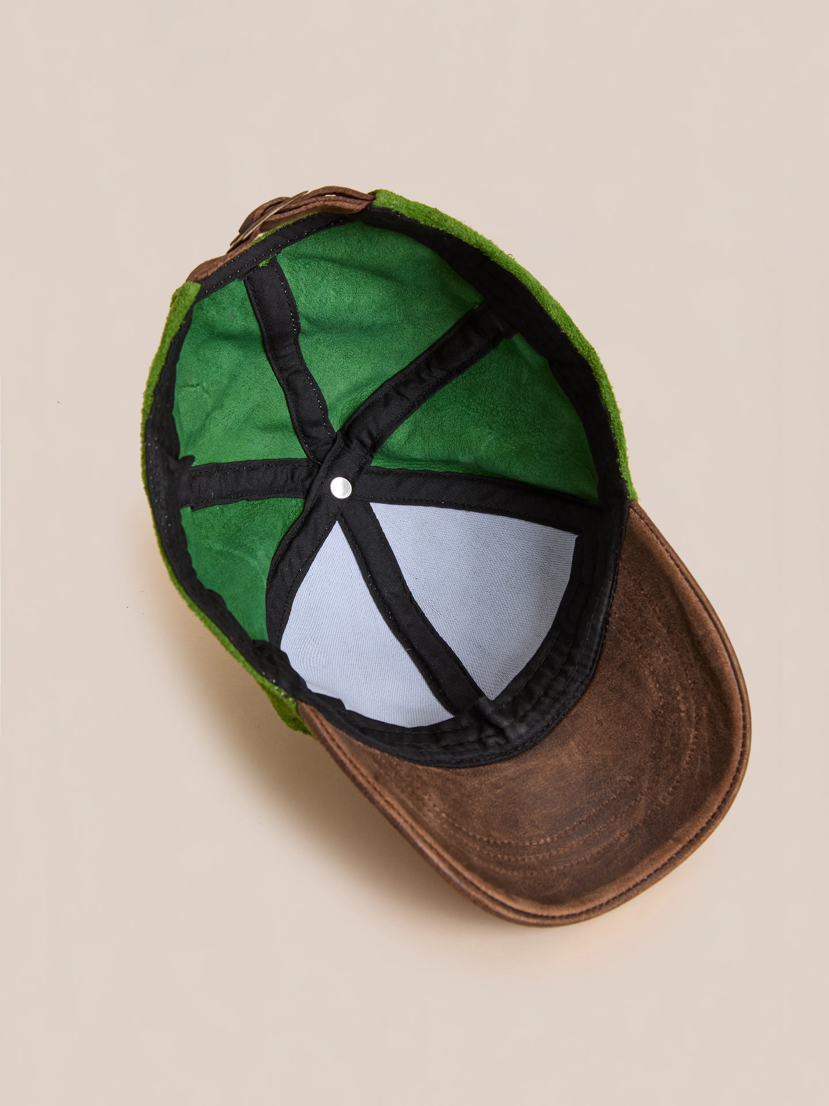 Suede Leather Contrast Distressed Cap - Image 10