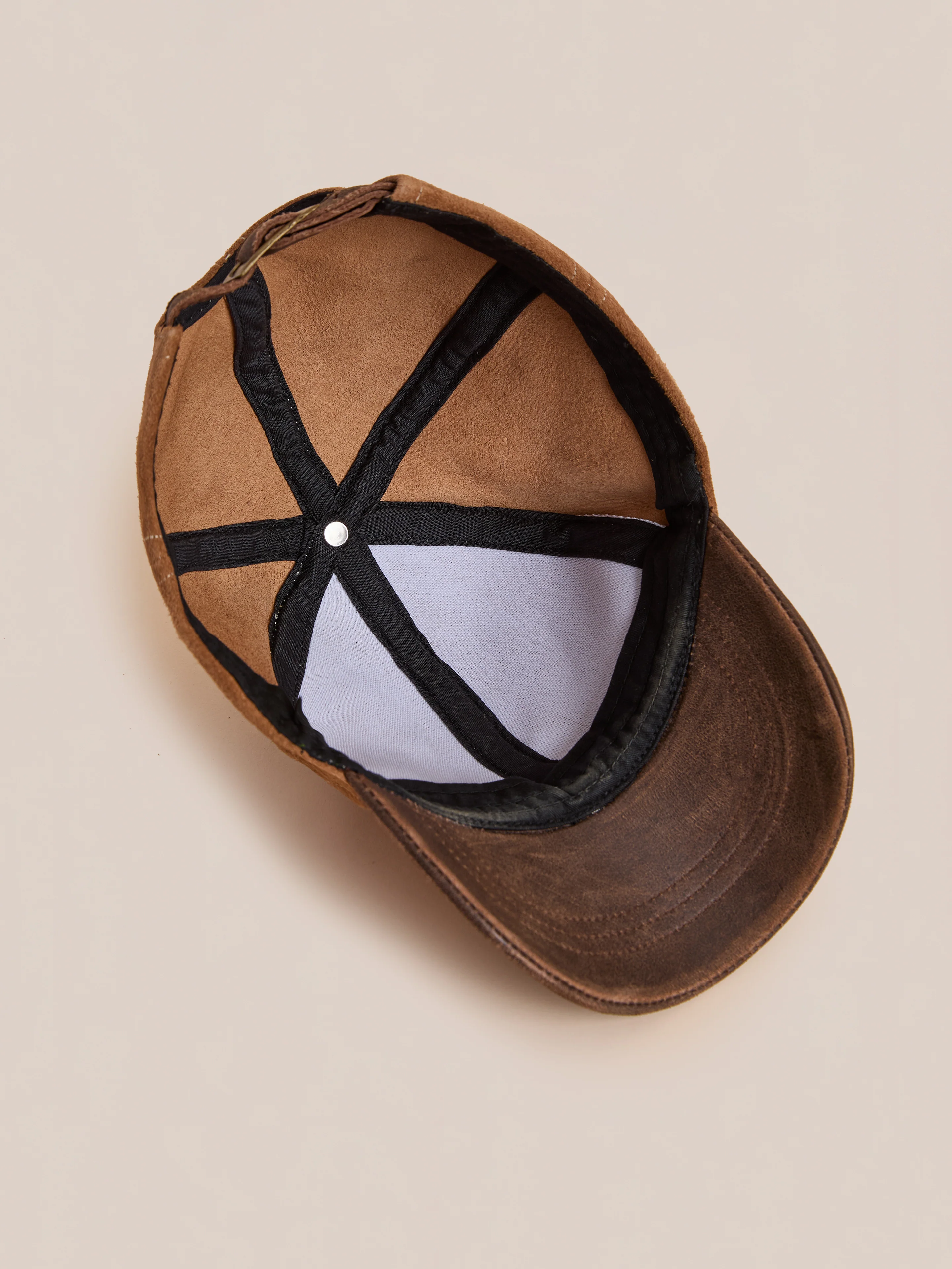Suede Leather Contrast Distressed Cap - Image 10