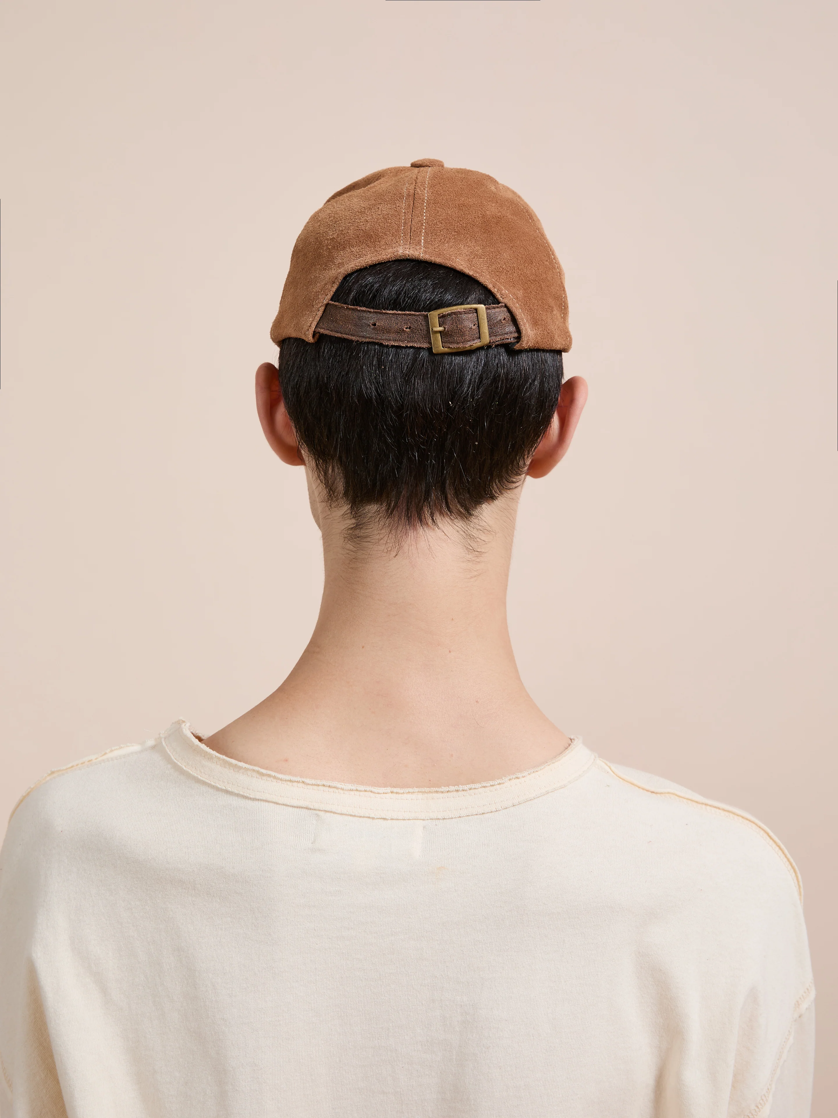 Suede Leather Contrast Distressed Cap - Image 6