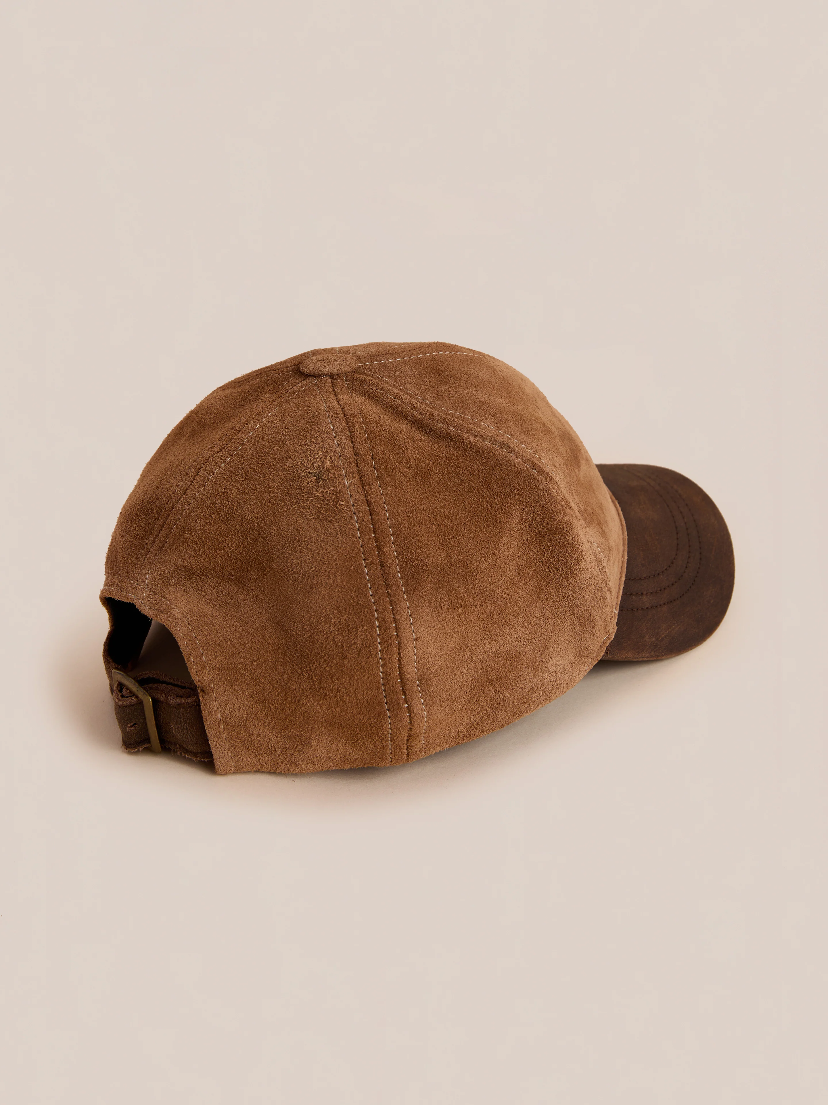 Suede Leather Contrast Distressed Cap - Image 7