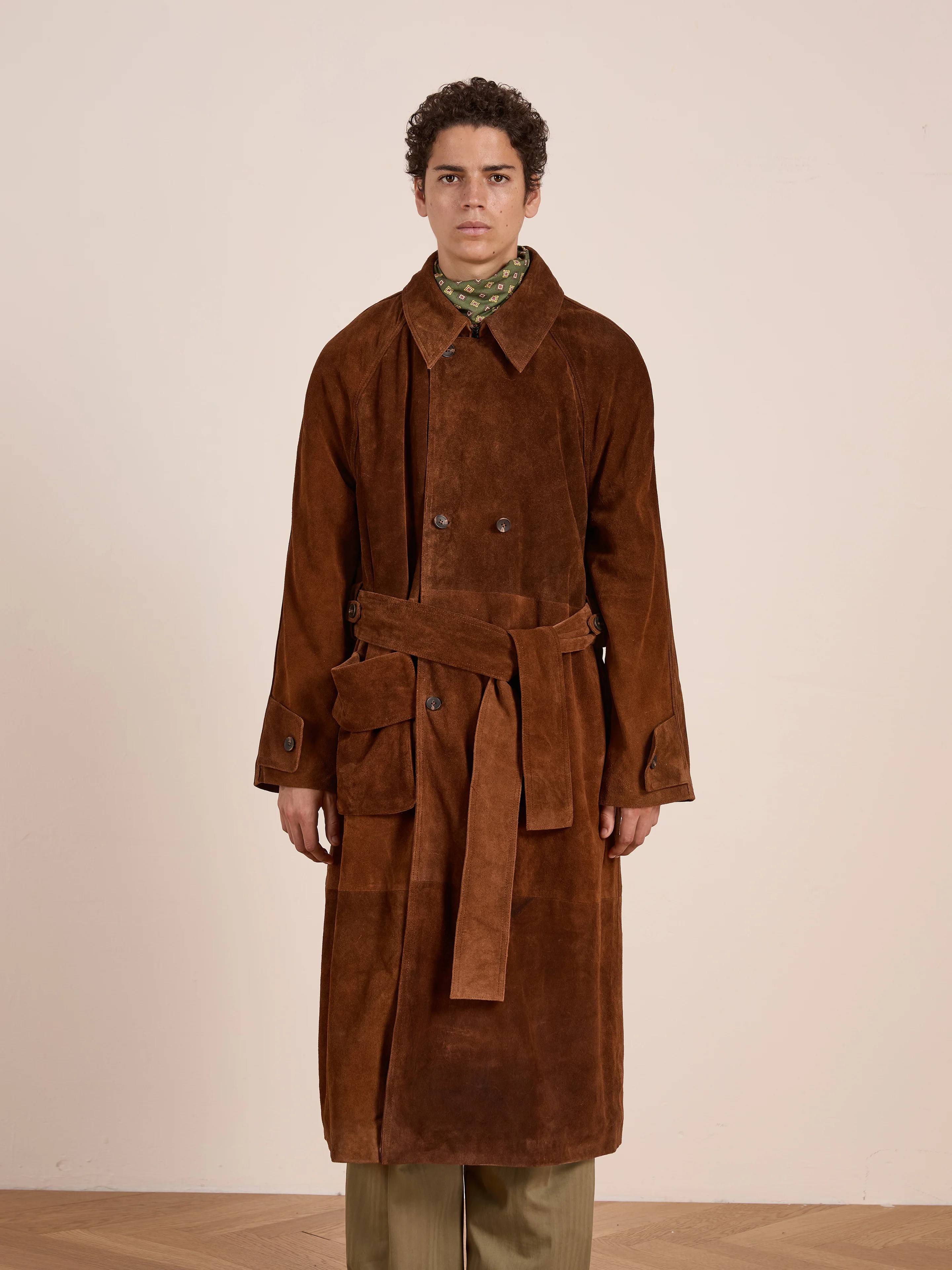 Suede Leather Trench Coat - Image 11