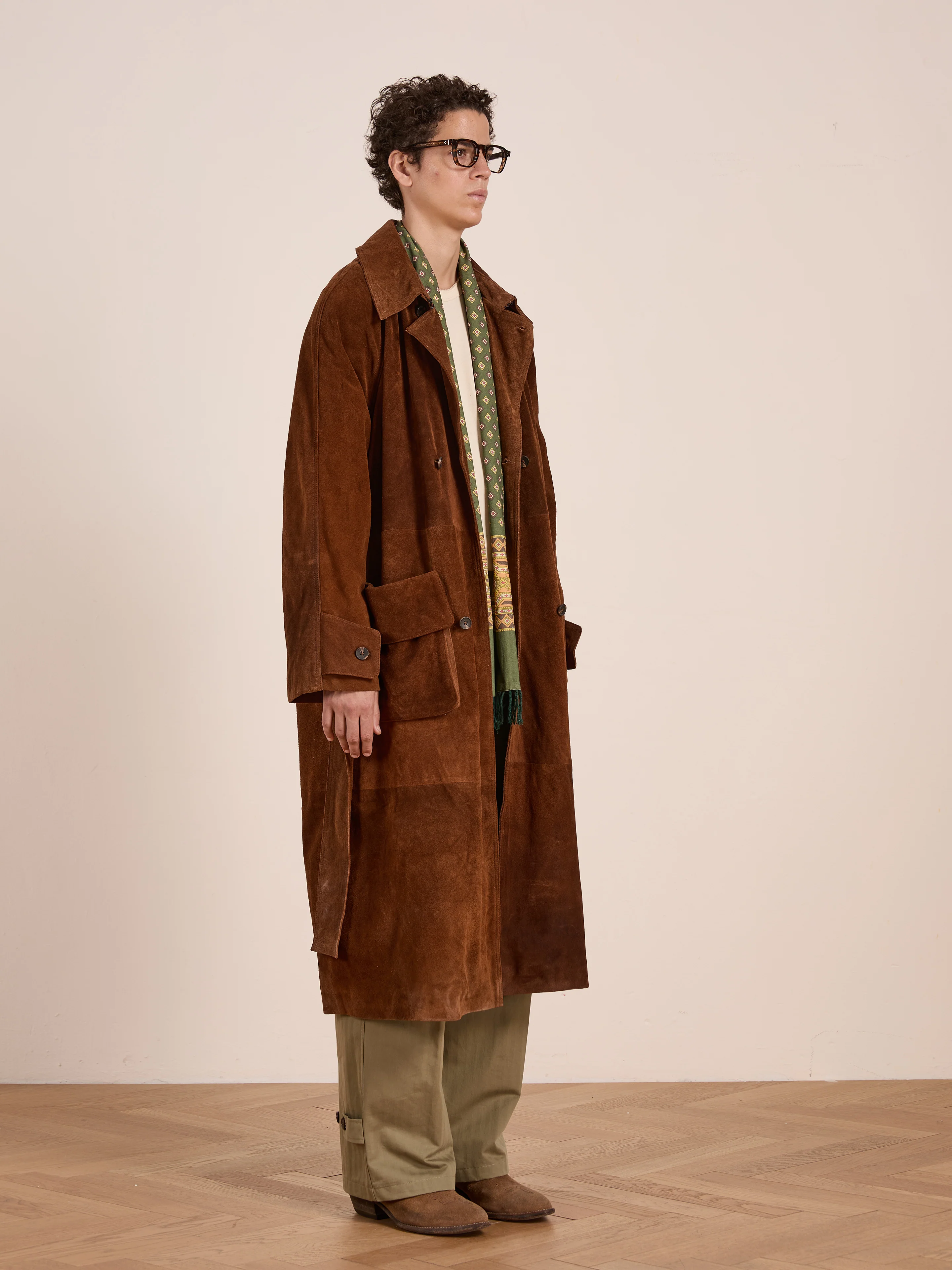 Suede Leather Trench Coat - Image 19