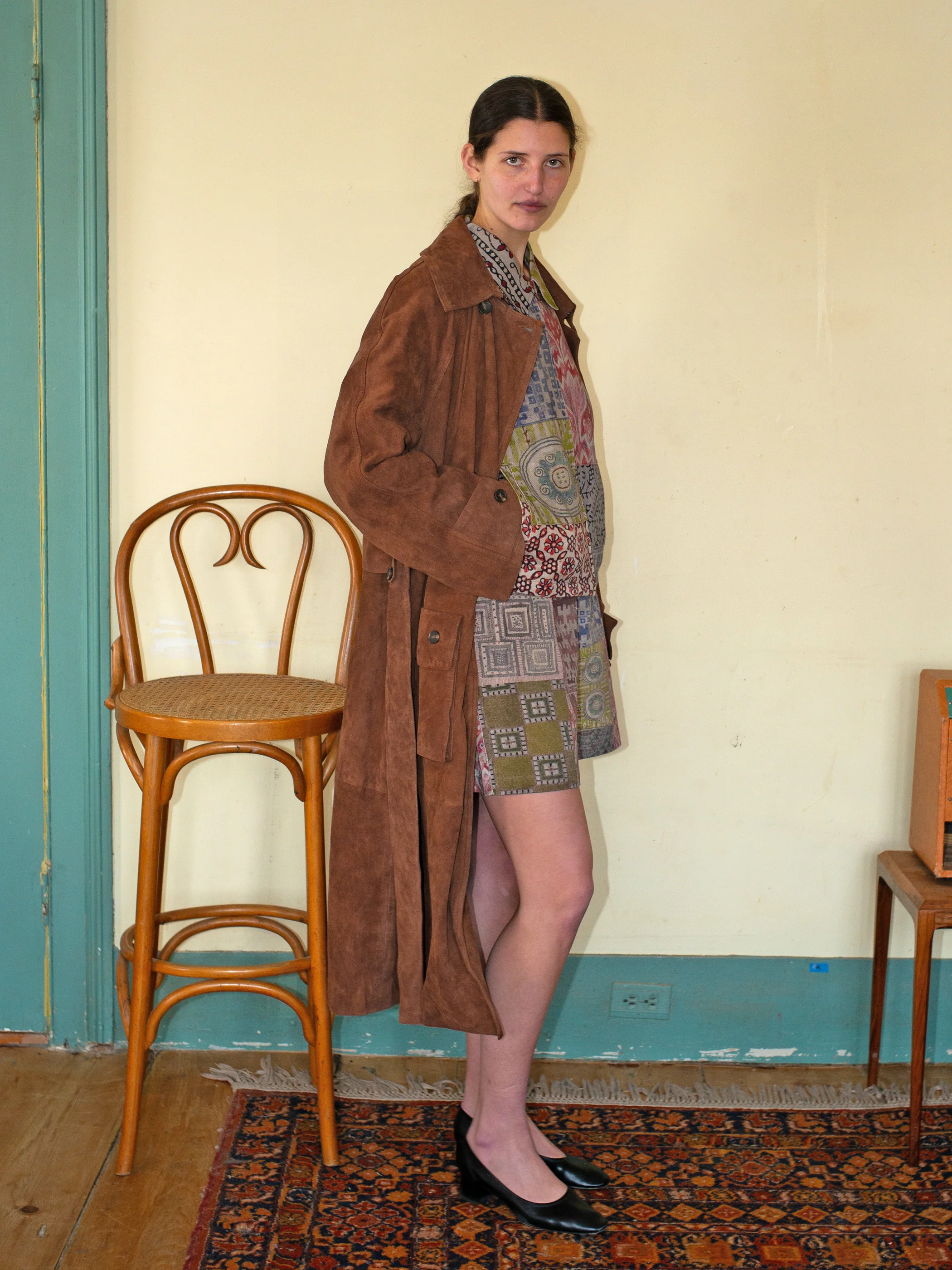Suede Leather Trench Coat - Image 3