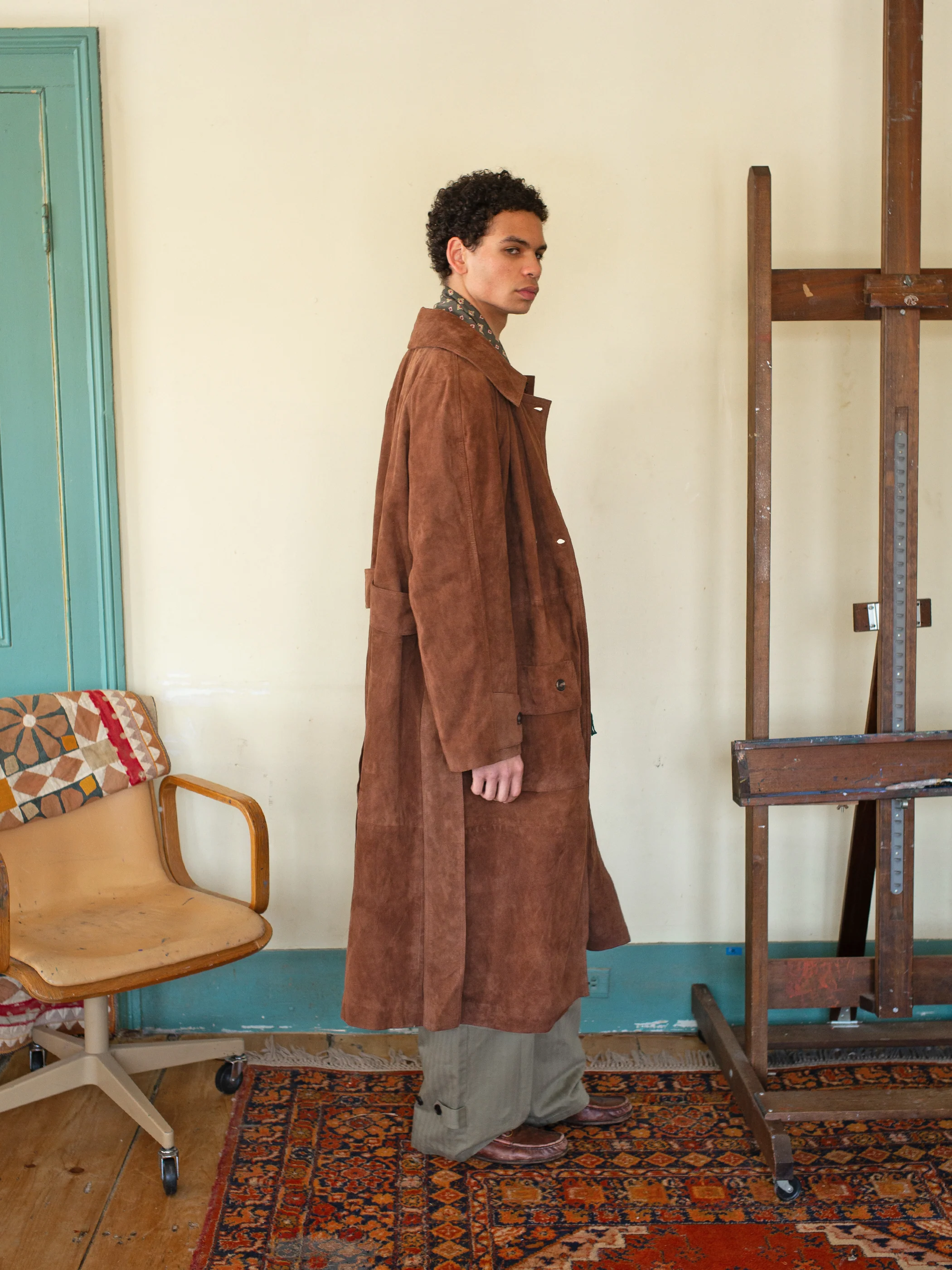 Suede Leather Trench Coat - Image 4