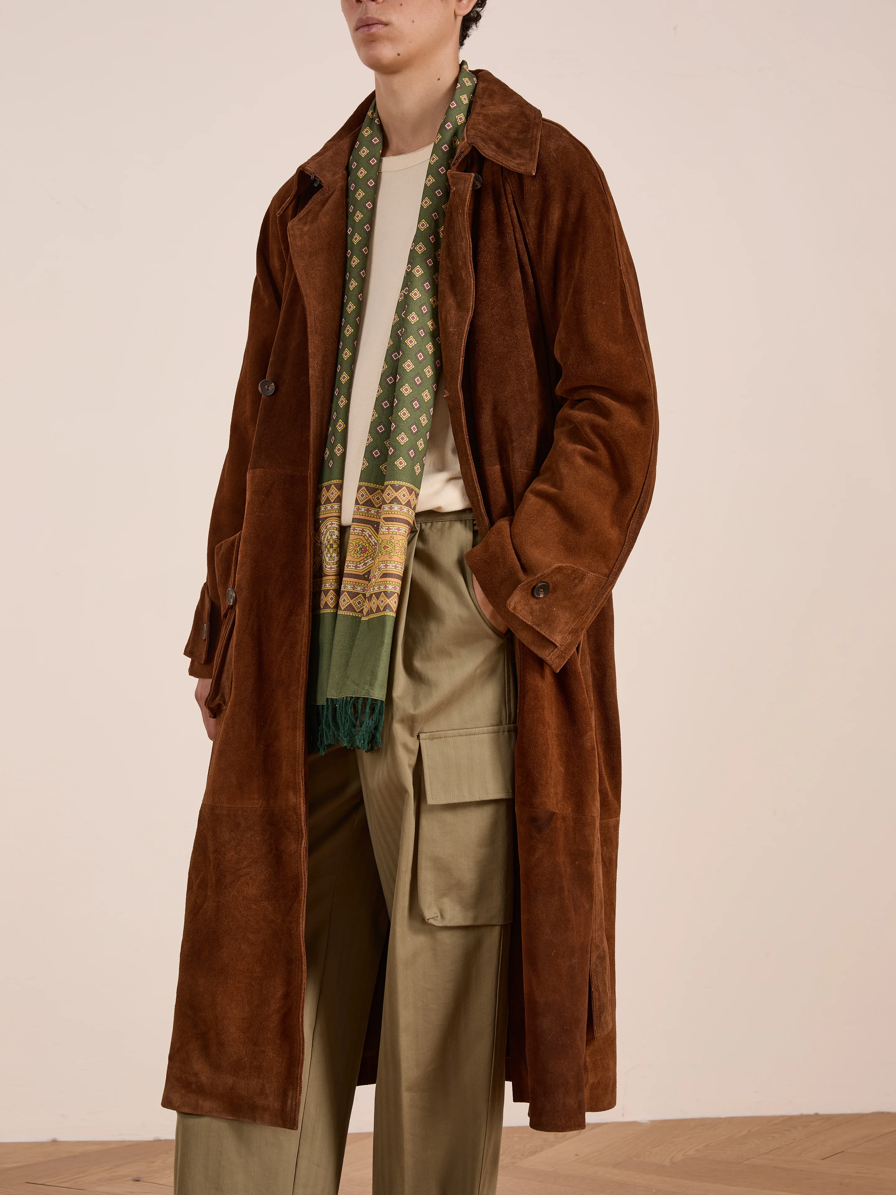 Suede Leather Trench Coat - Image 6