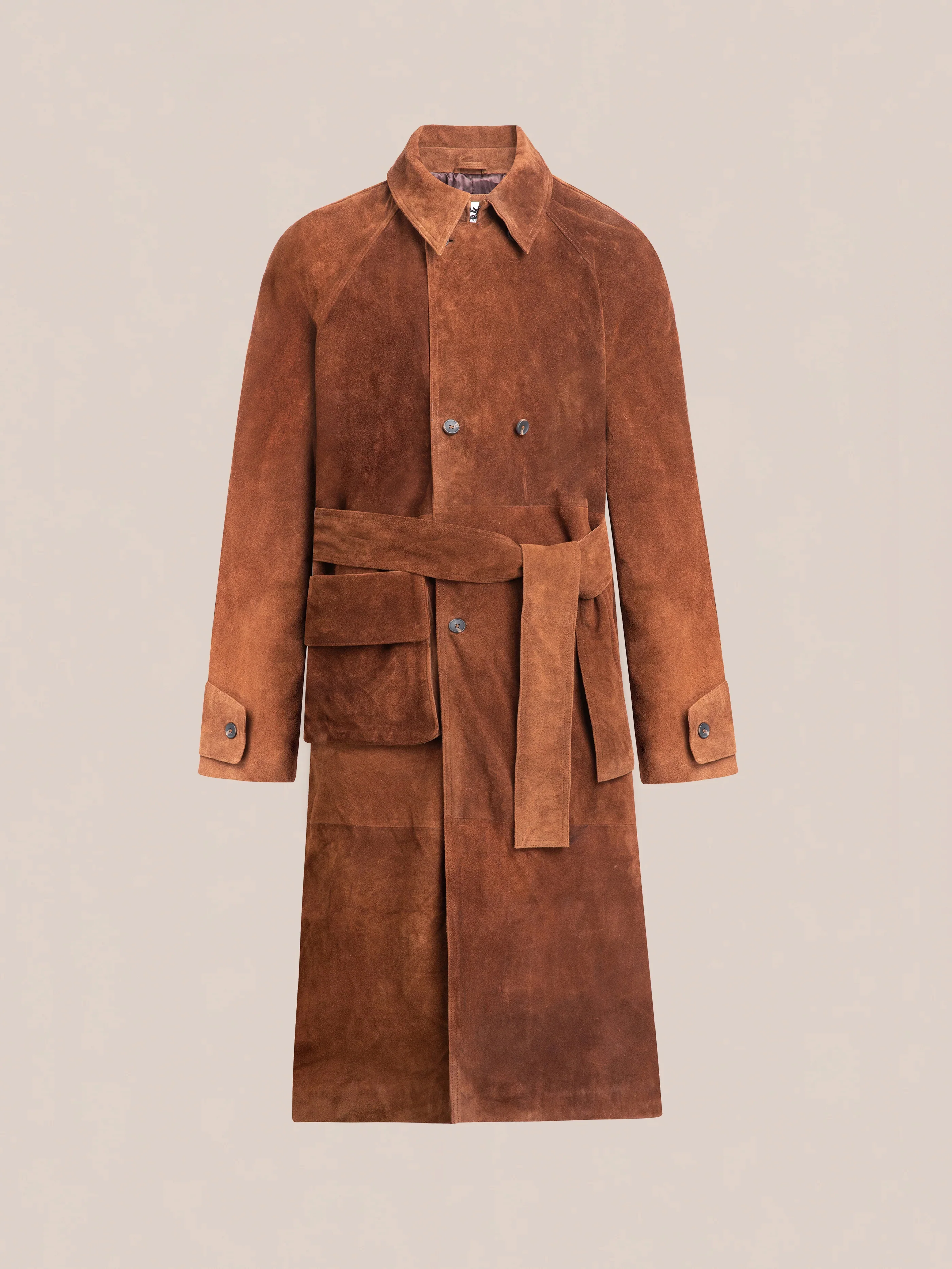 Suede Leather Trench Coat - Image 8