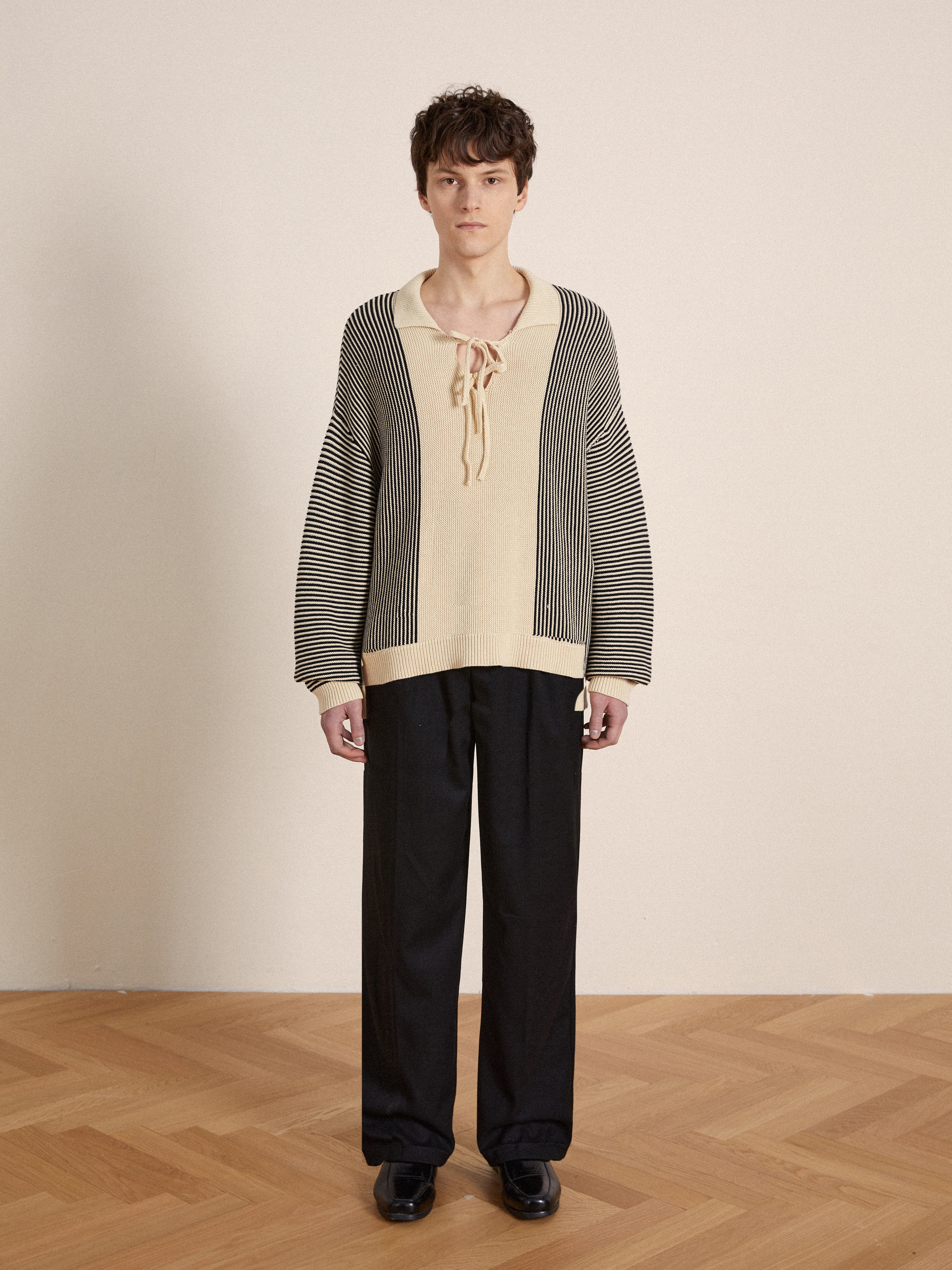 Tabas Tie Knit Collared Sweater - Image 3