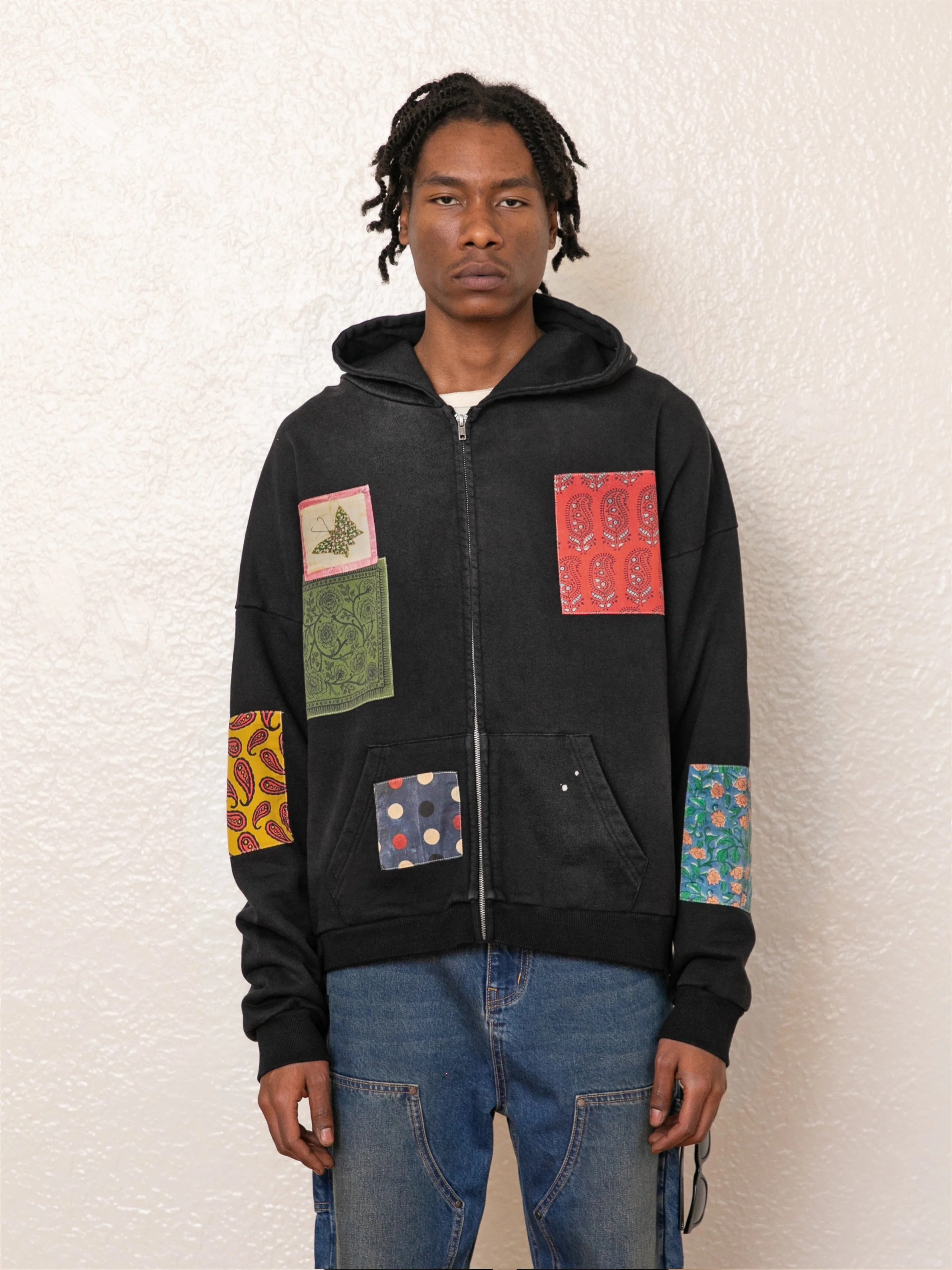 Tapestry Patchwork Zip Up Hoodie - Image 3