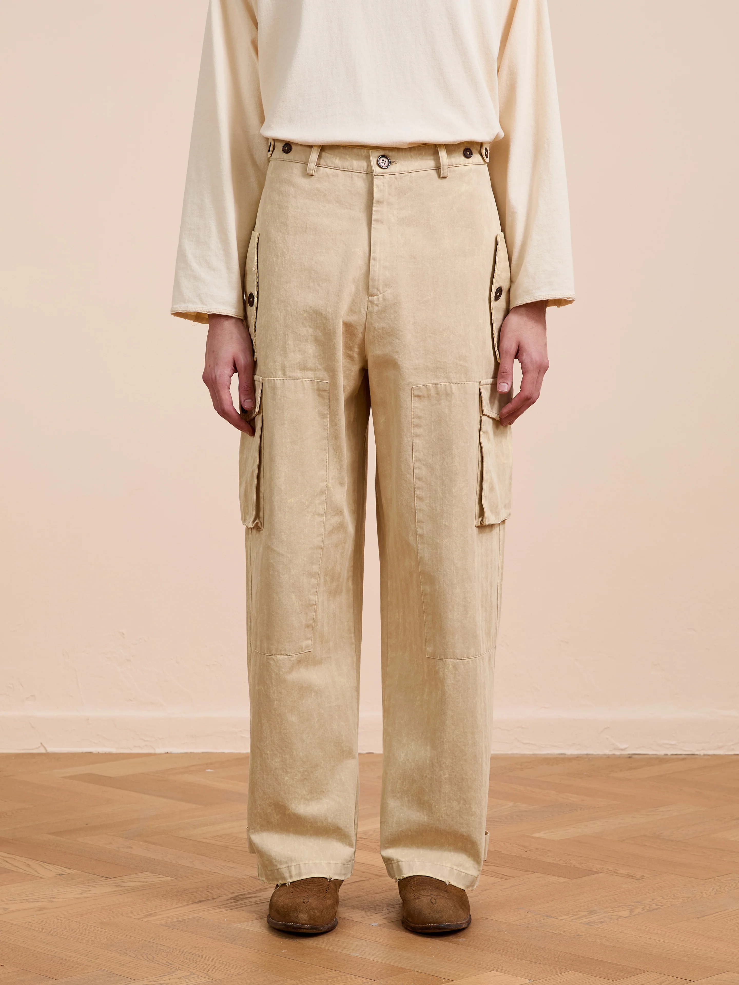 Utility Herringbone Paneled Pants - Image 3