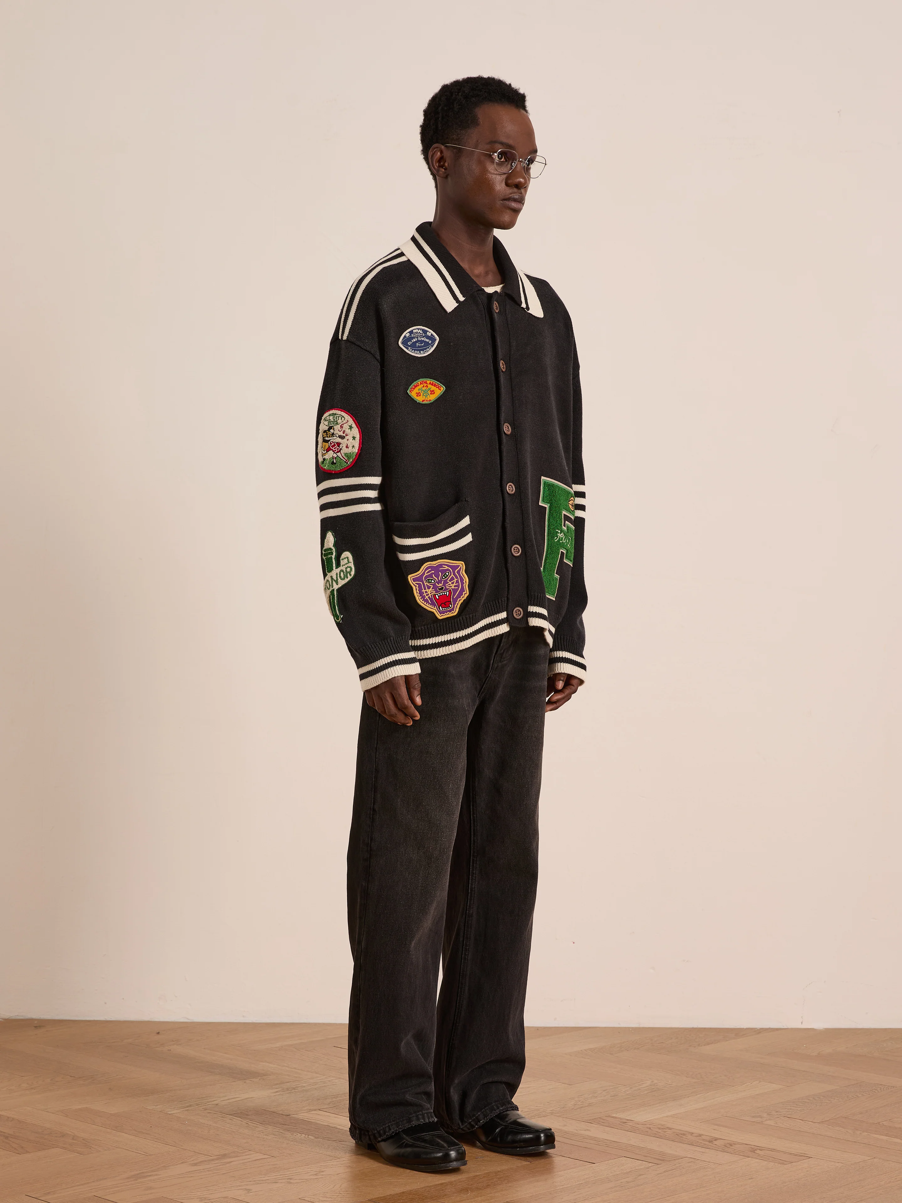 Varsity Patch Collared Cardigan - Image 15