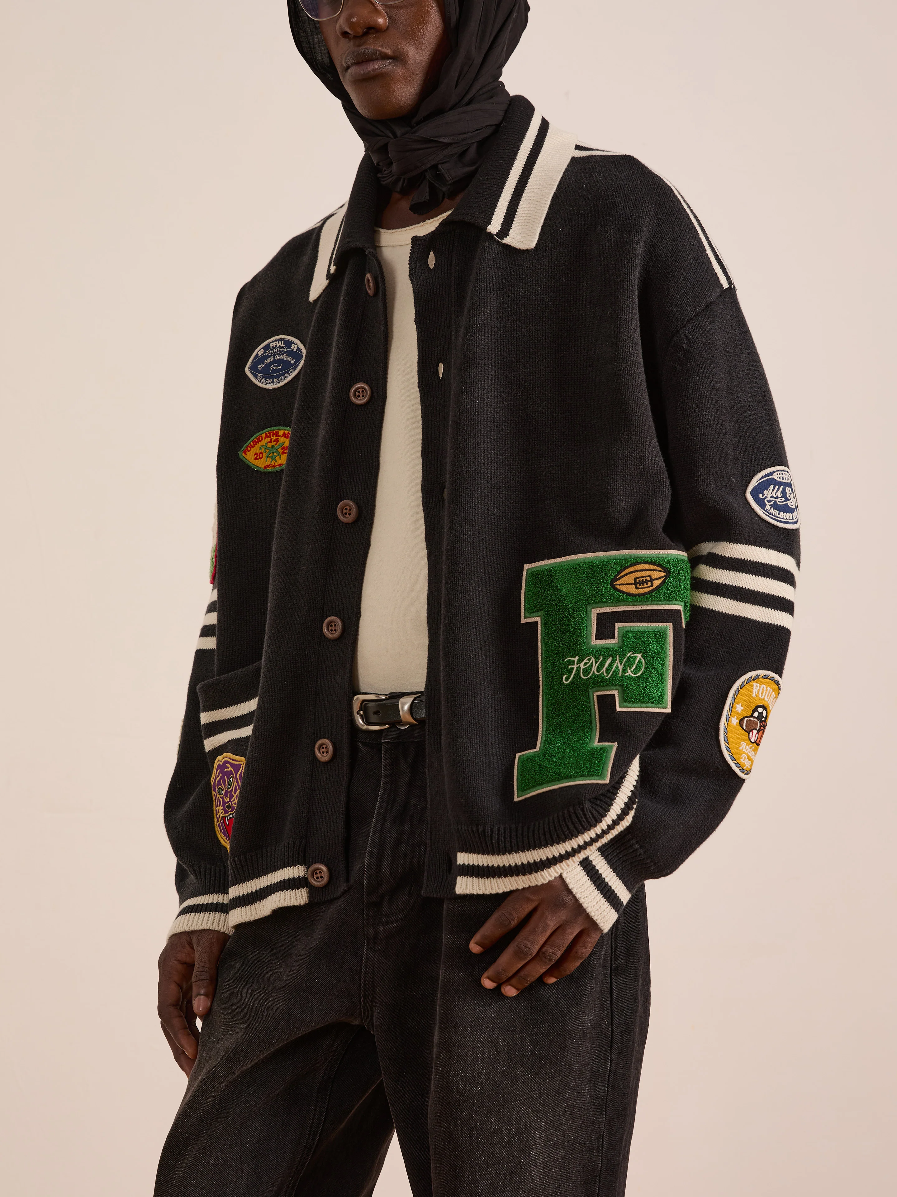 Varsity Patch Collared Cardigan - Image 2