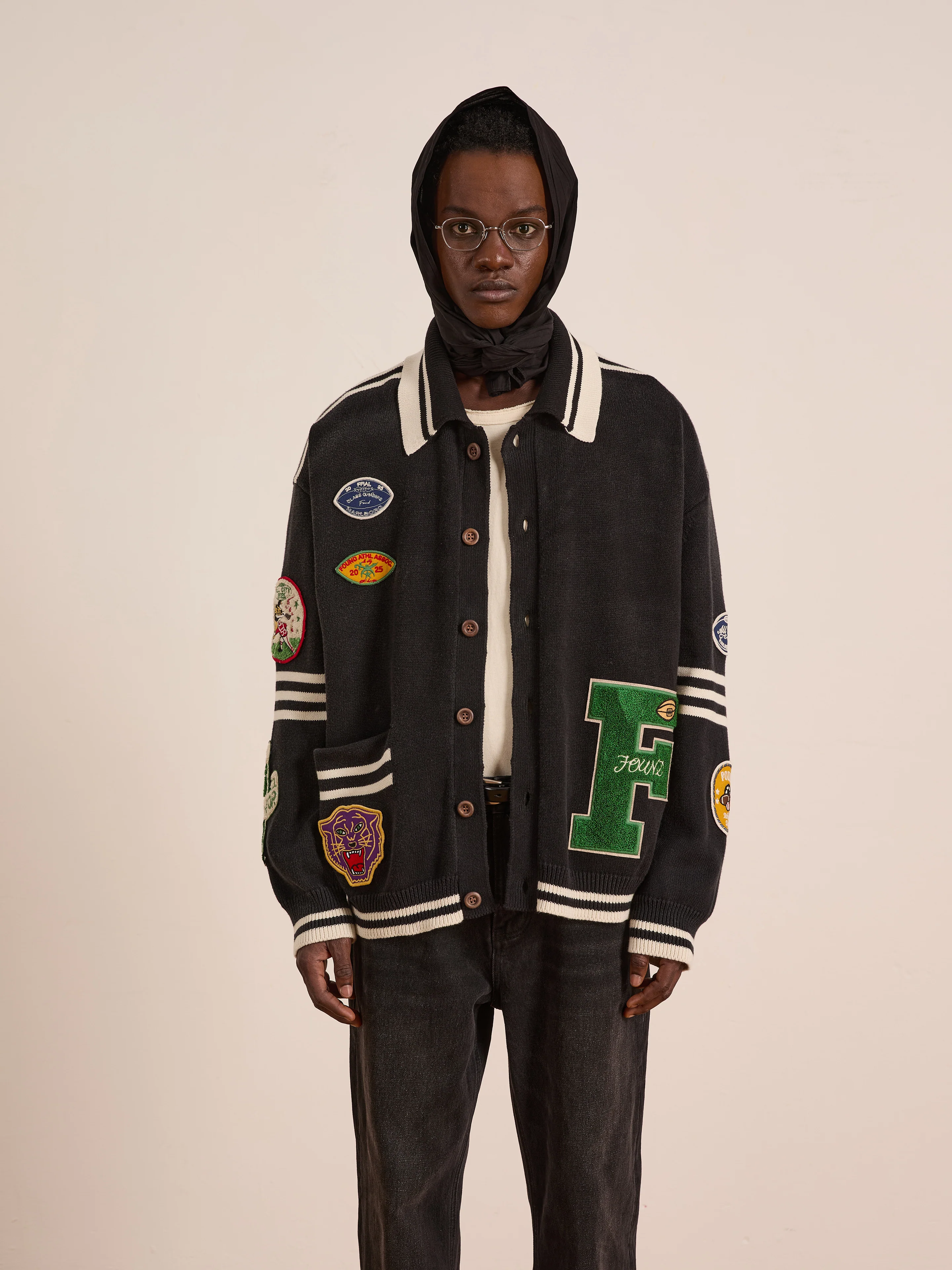 Varsity Patch Collared Cardigan - Image 9