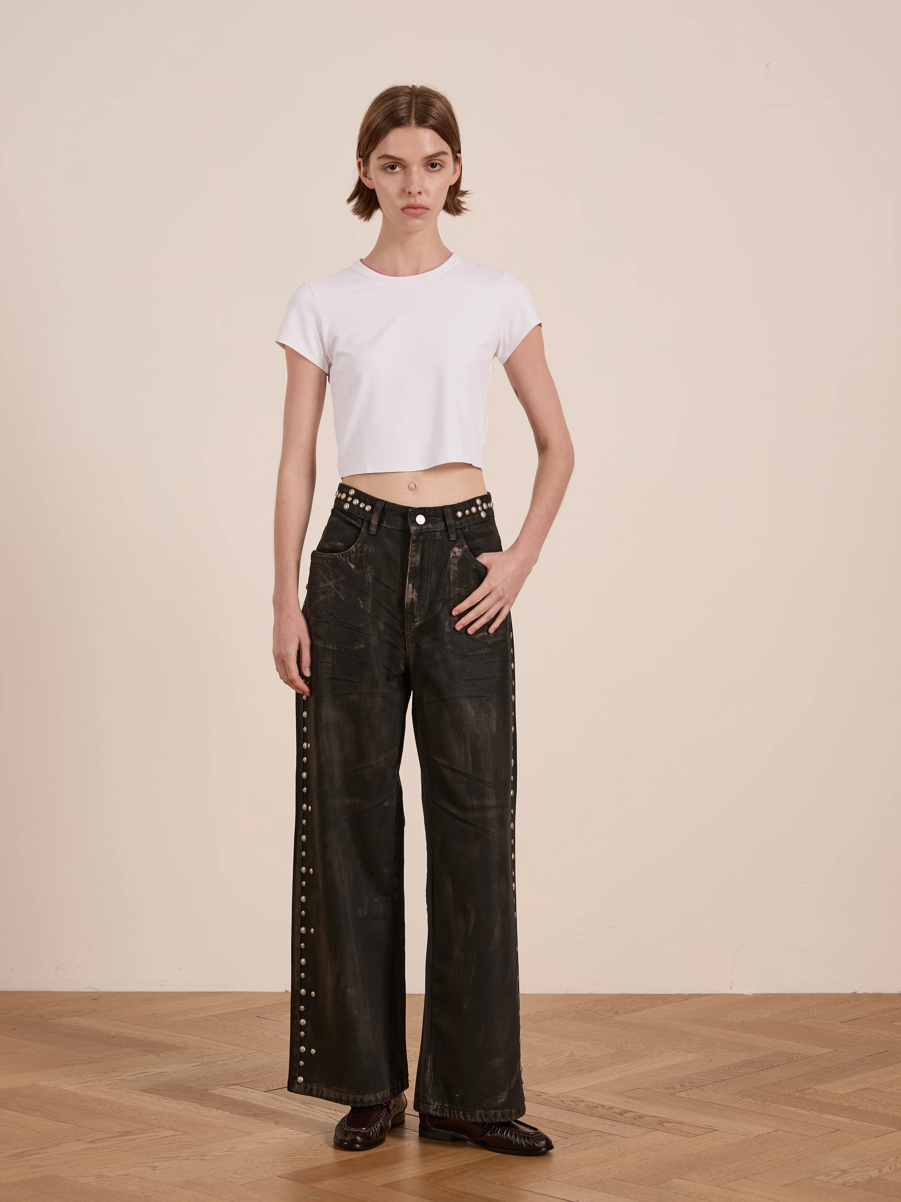 Waxed Studded Jeans - Image 11