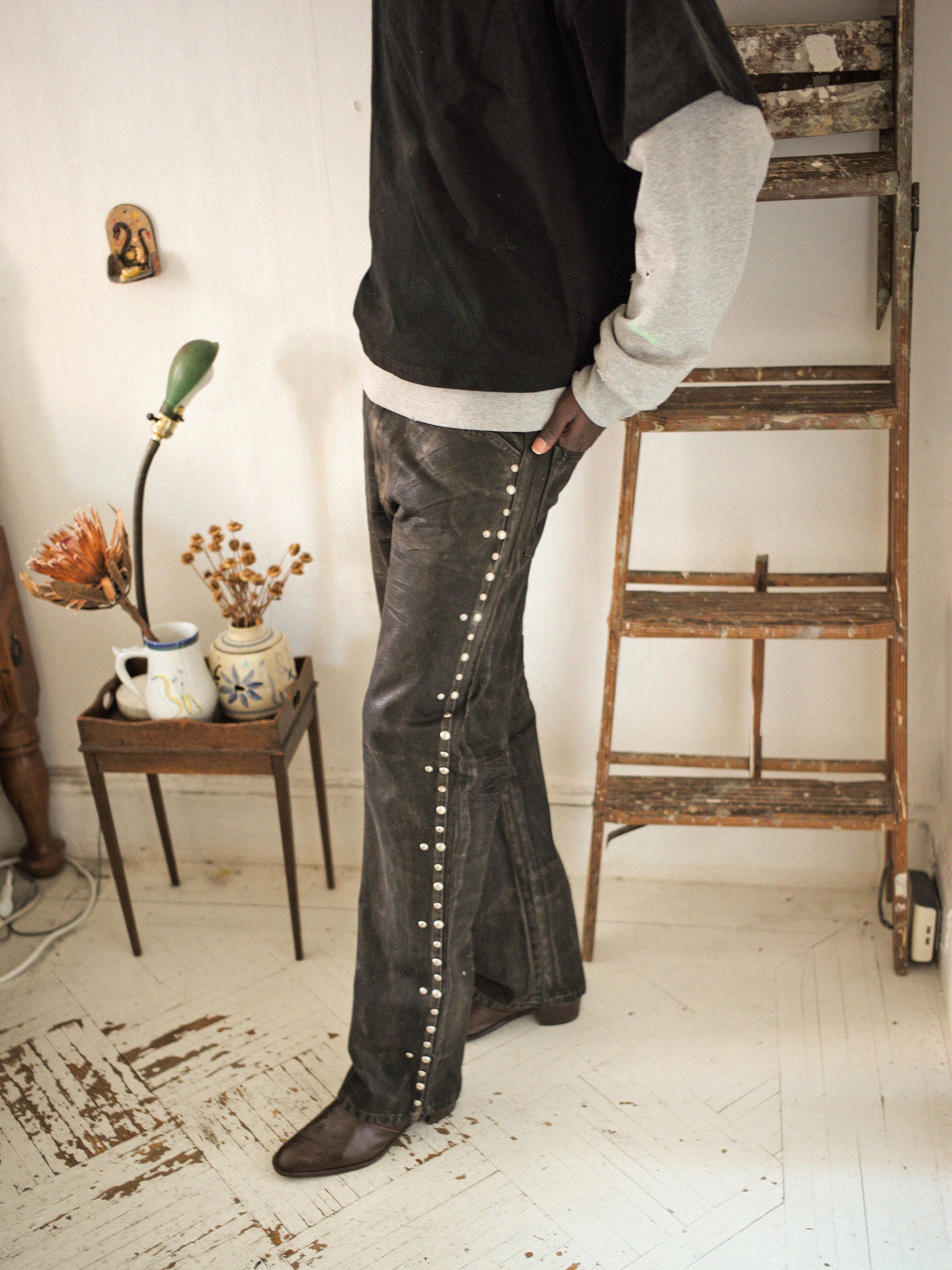 Waxed Studded Jeans - Image 4