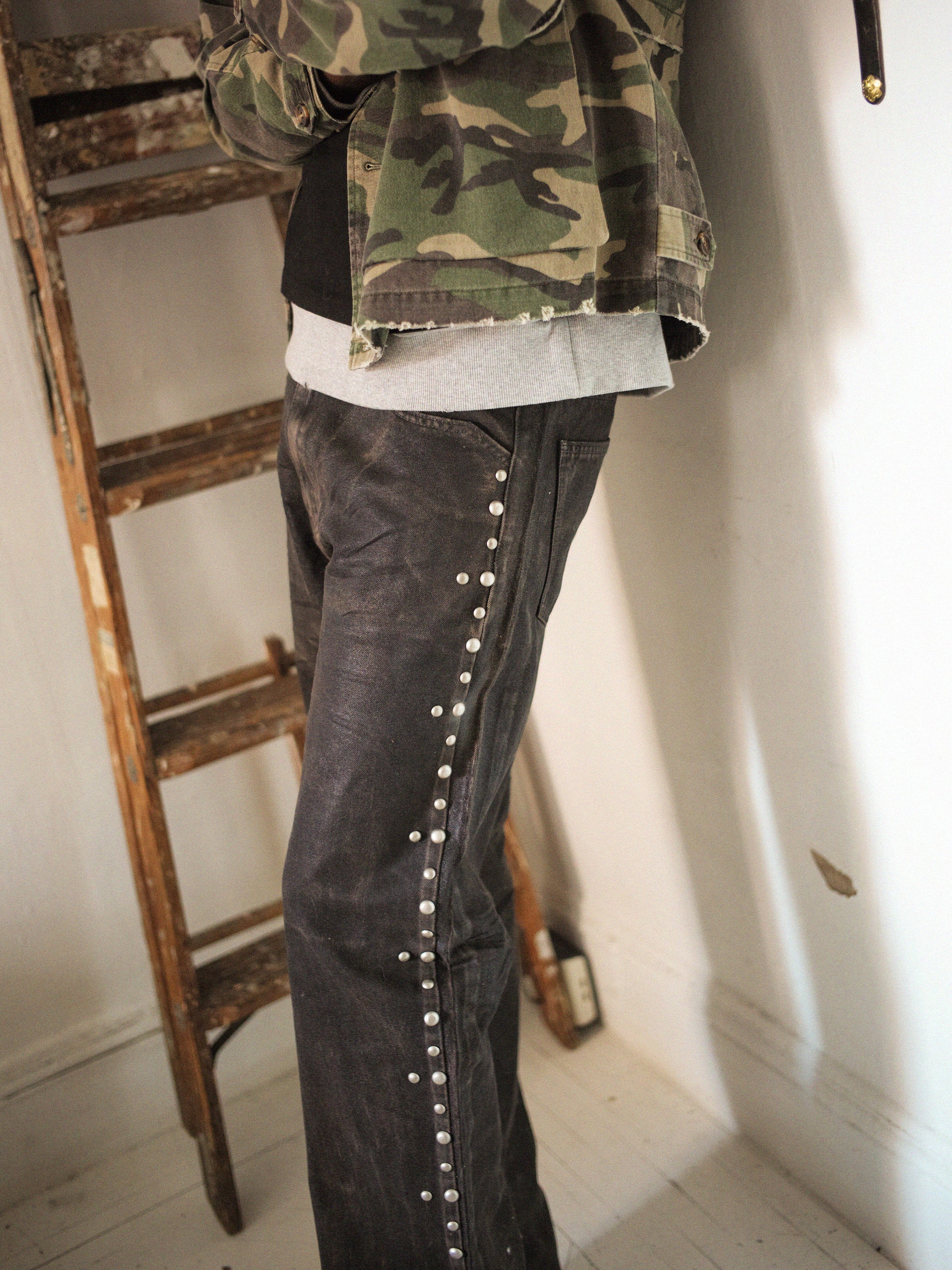 Waxed Studded Jeans - Image 8
