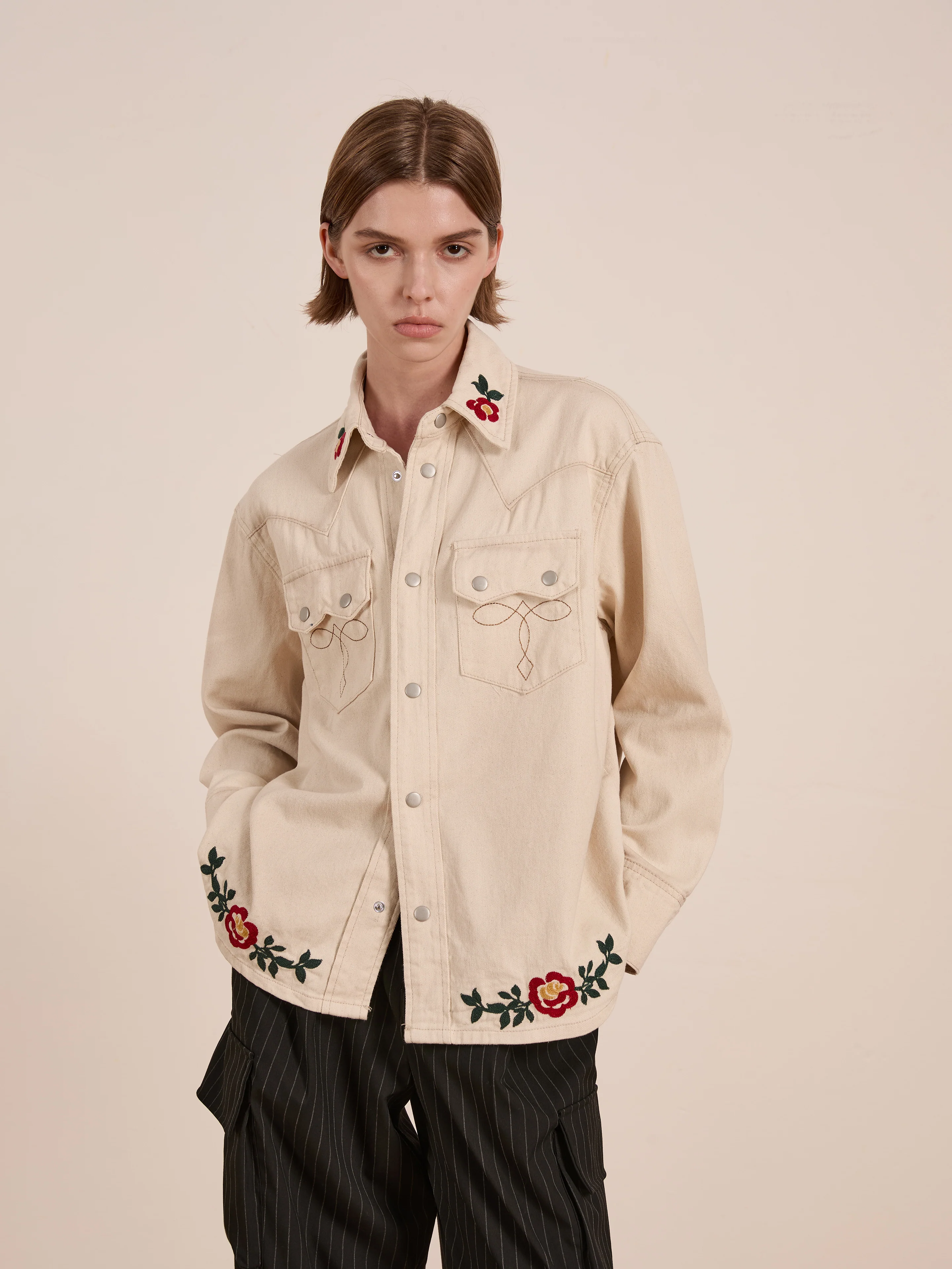 Western Floral Denim Shirt - Image 11