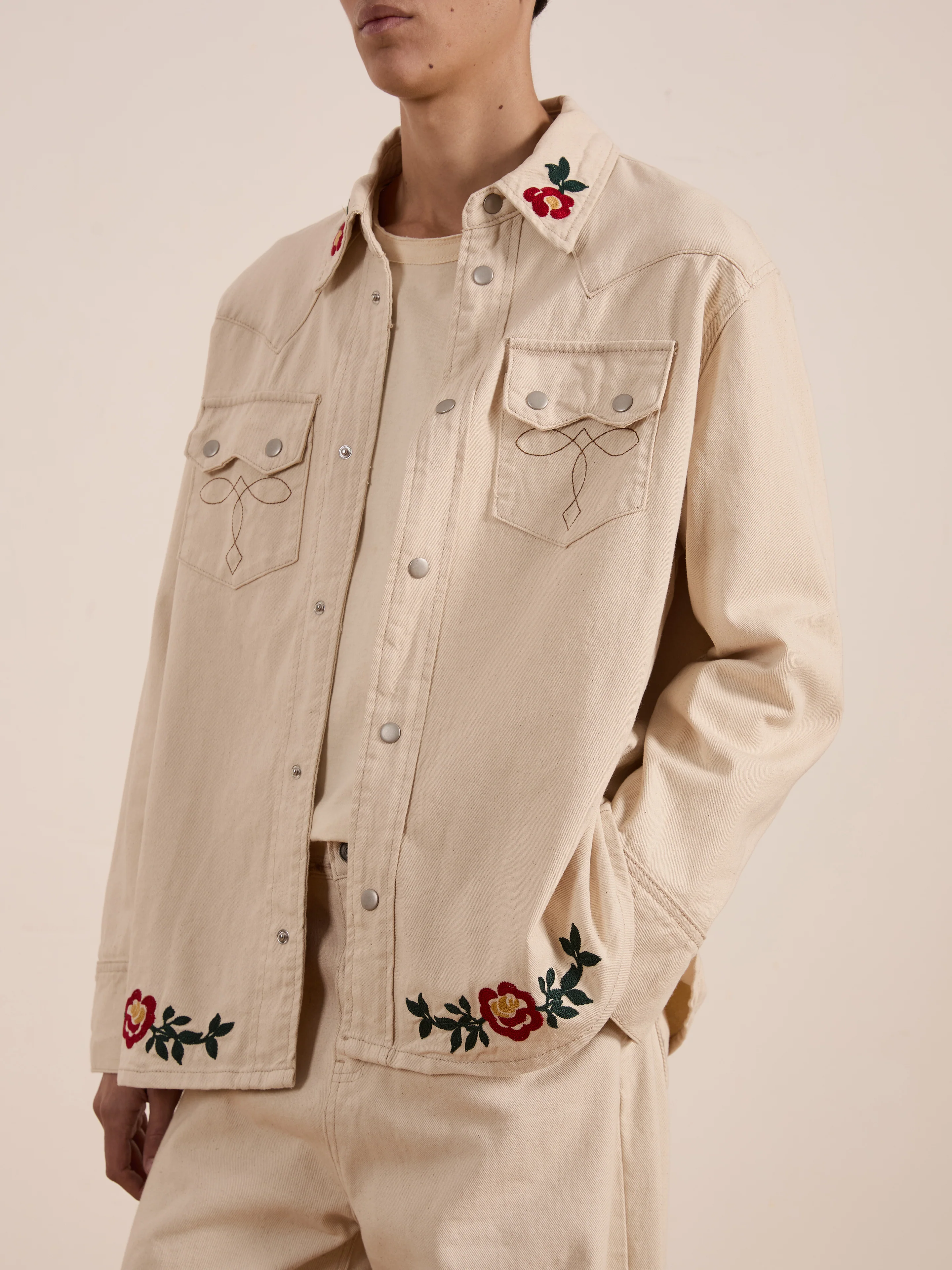 Western Floral Denim Shirt - Image 2