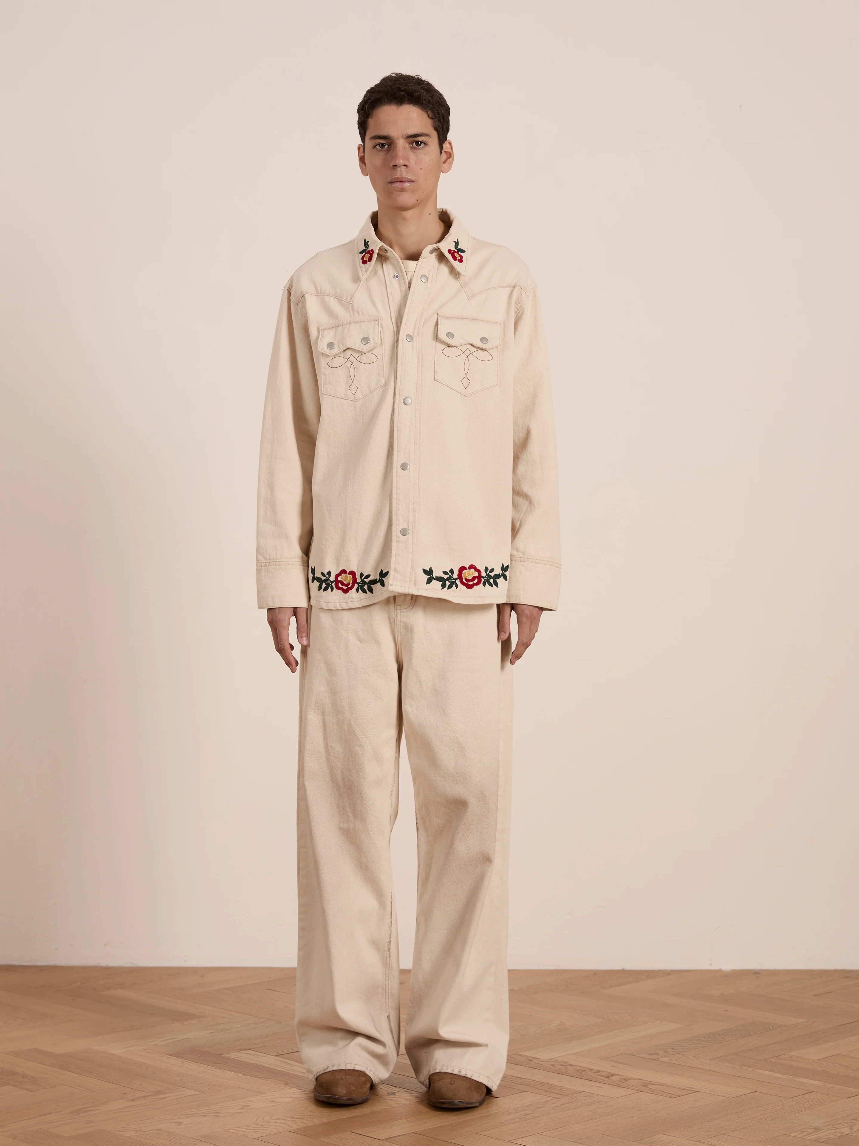 Western Floral Denim Shirt - Image 3