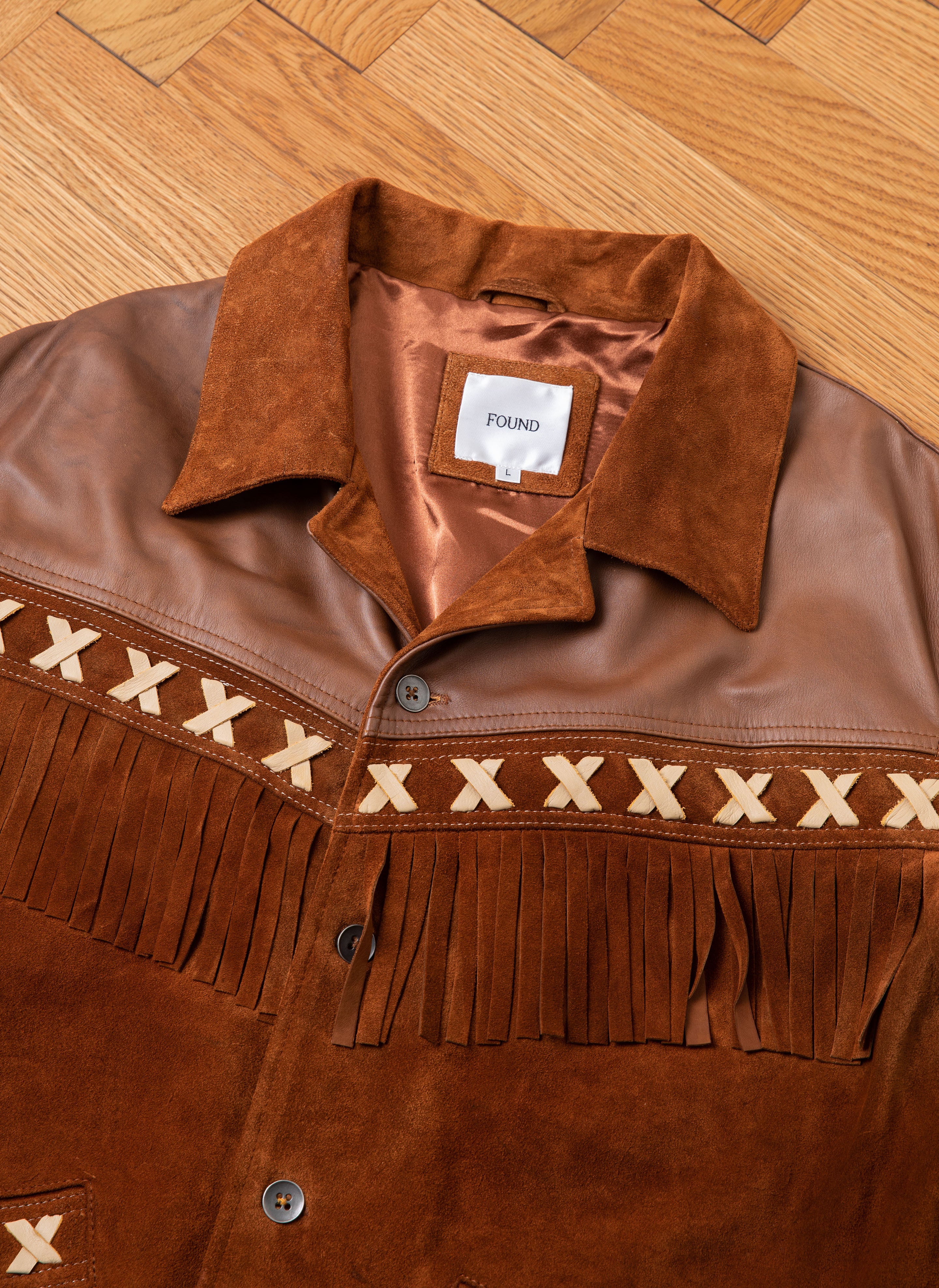 Two-tone Western Fringe Suede Leather Jacket - Image 11