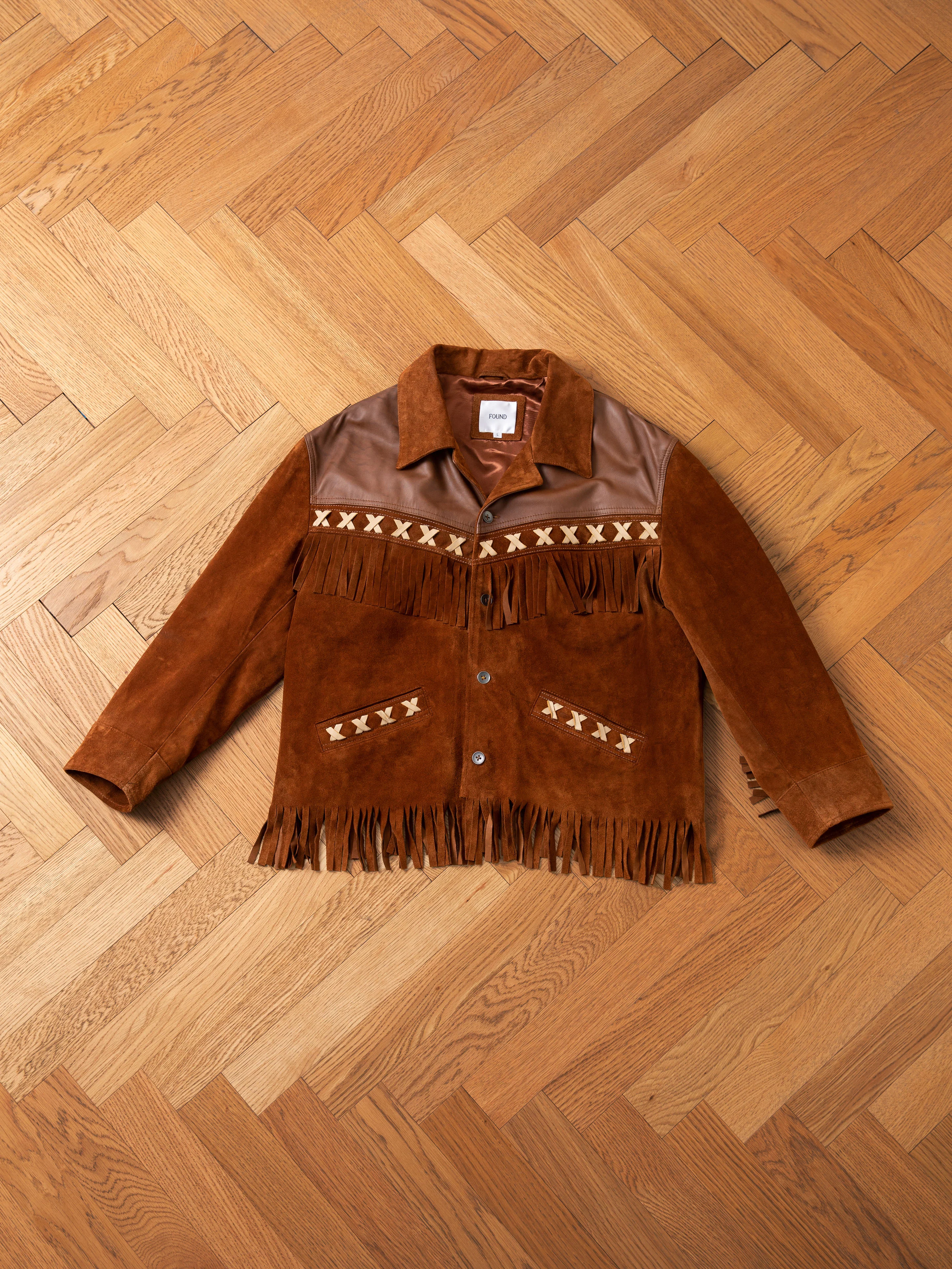 Two-tone Western Fringe Suede Leather Jacket - Image 12