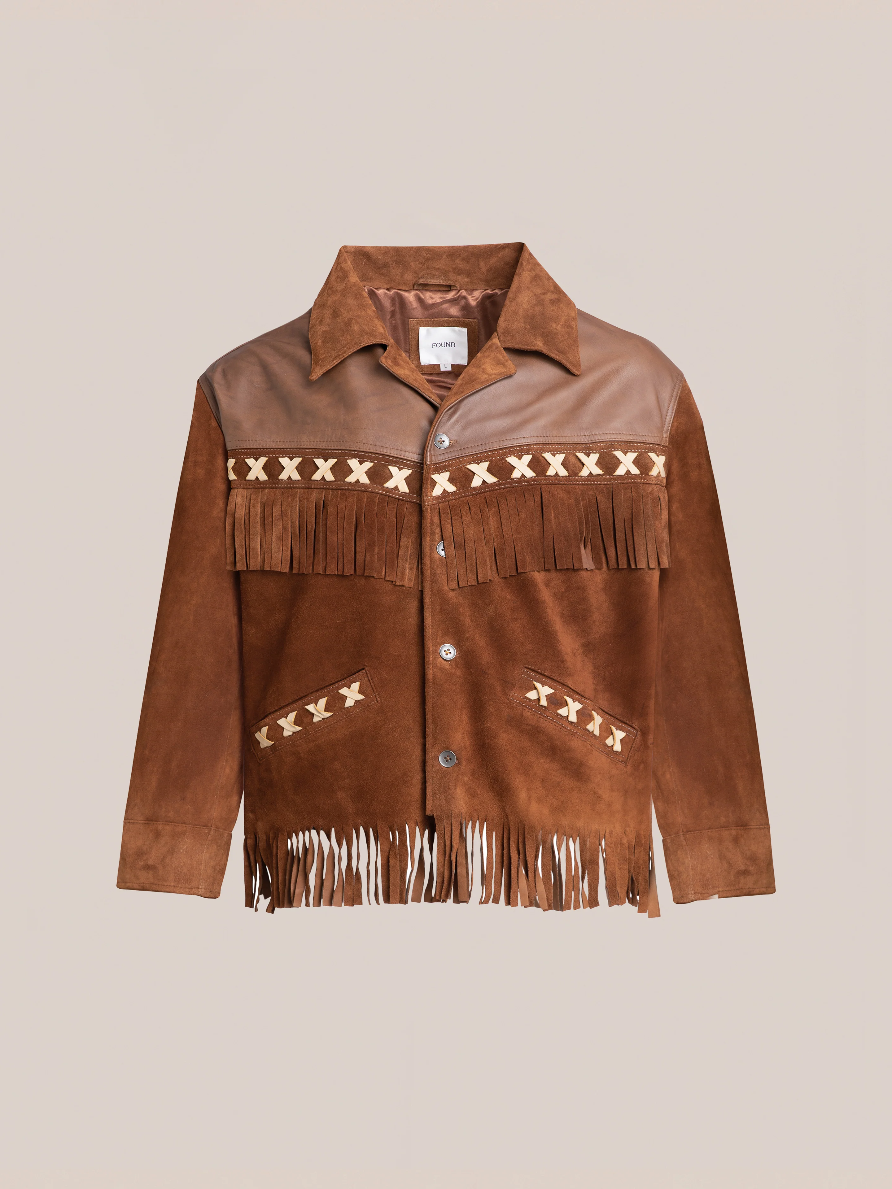 Two-tone Western Fringe Suede Leather Jacket - Image 5