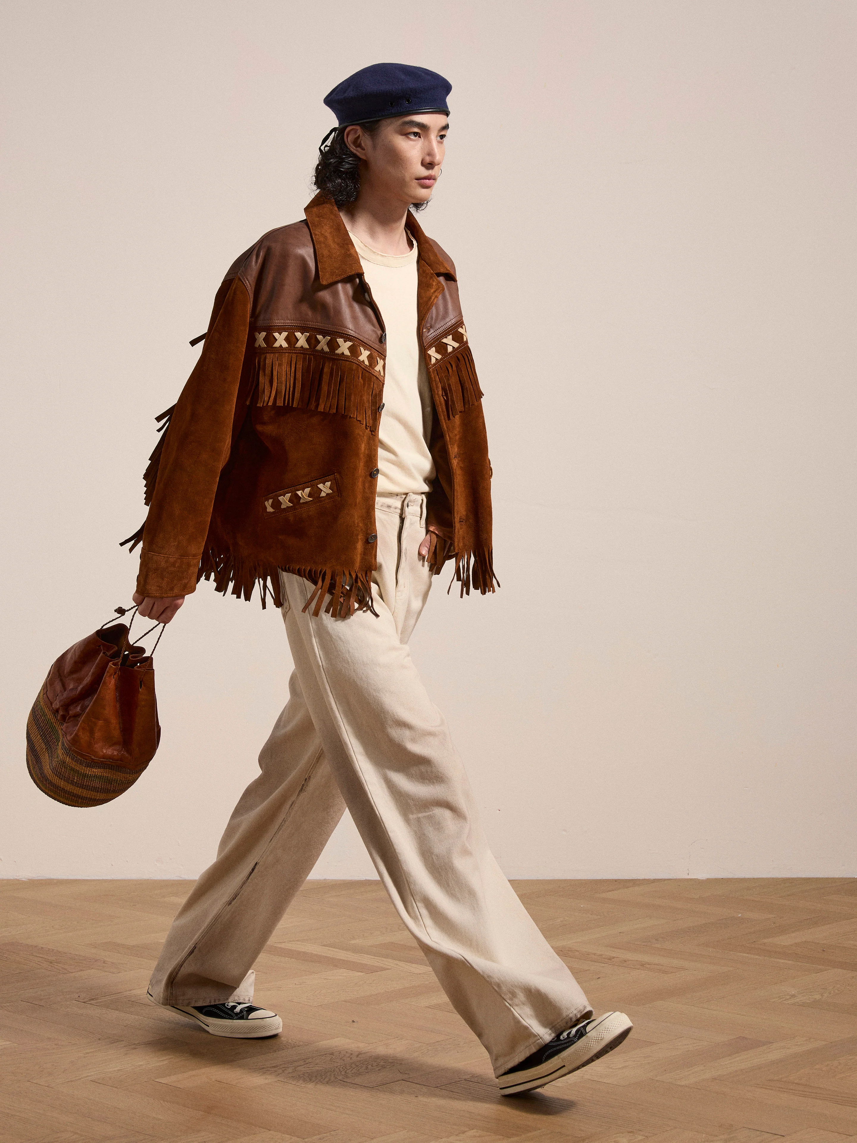 Two-tone Western Fringe Suede Leather Jacket - Image 7