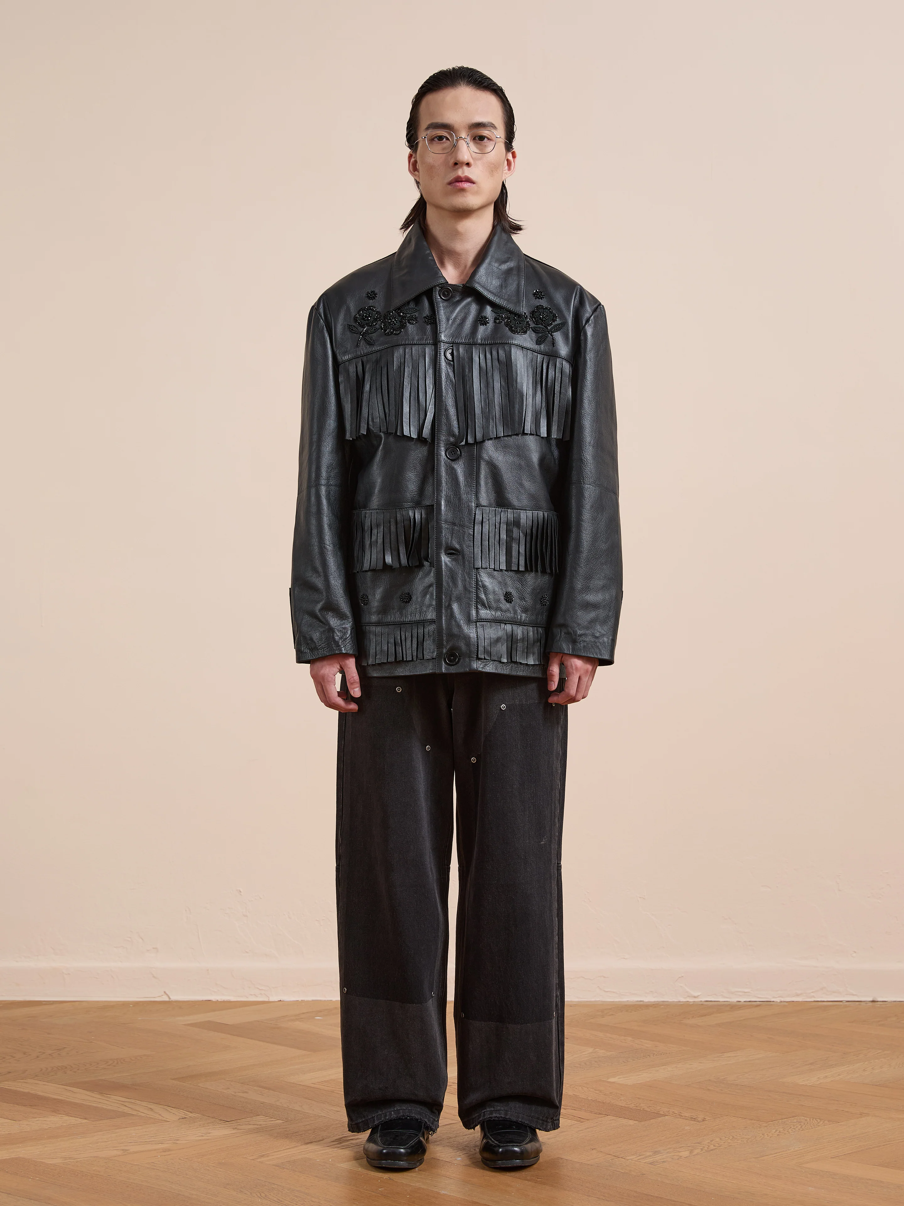 Hand Embroidered Leather Fringe Jacket - Image 4