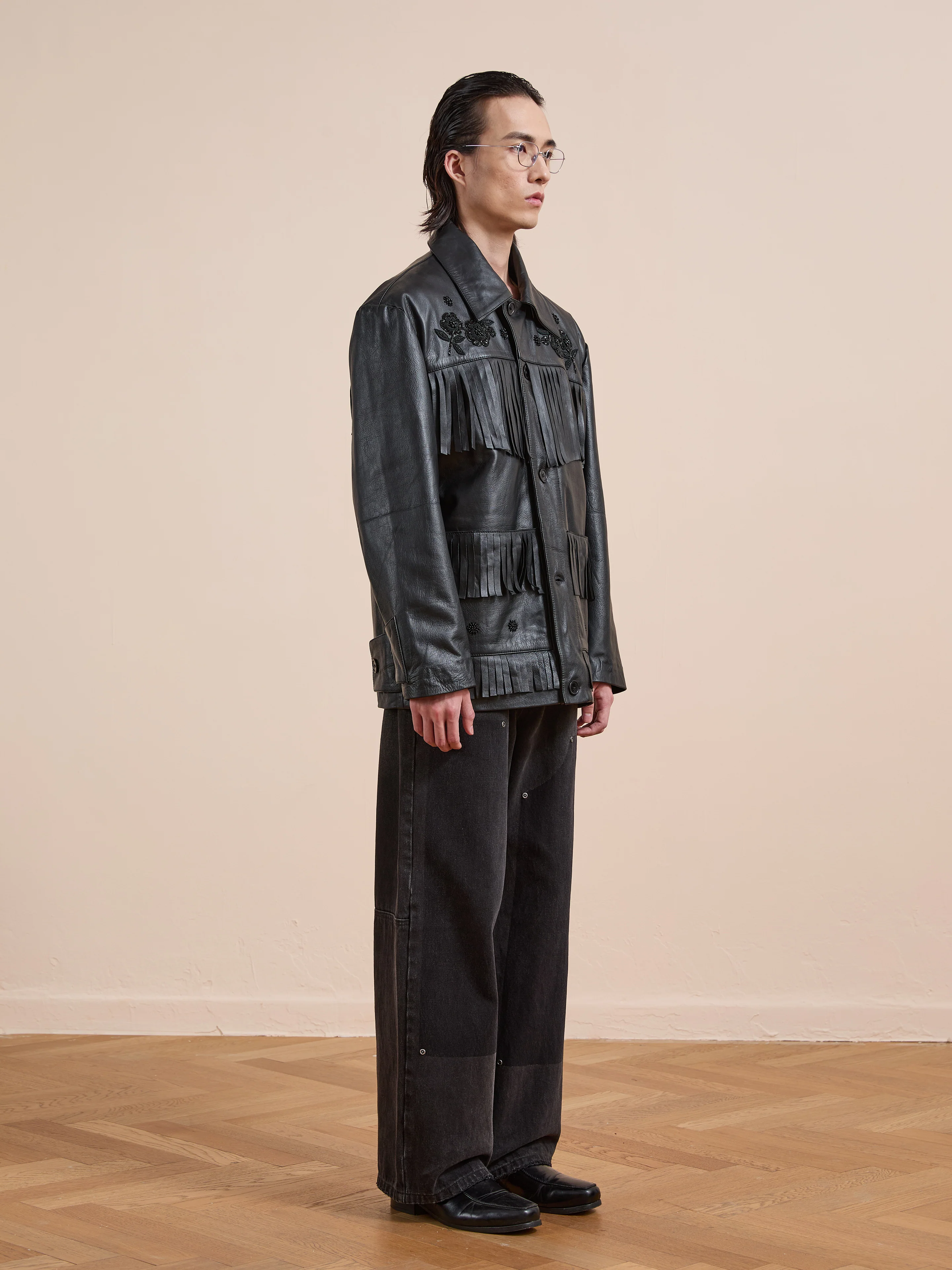 Hand Embroidered Leather Fringe Jacket - Image 6