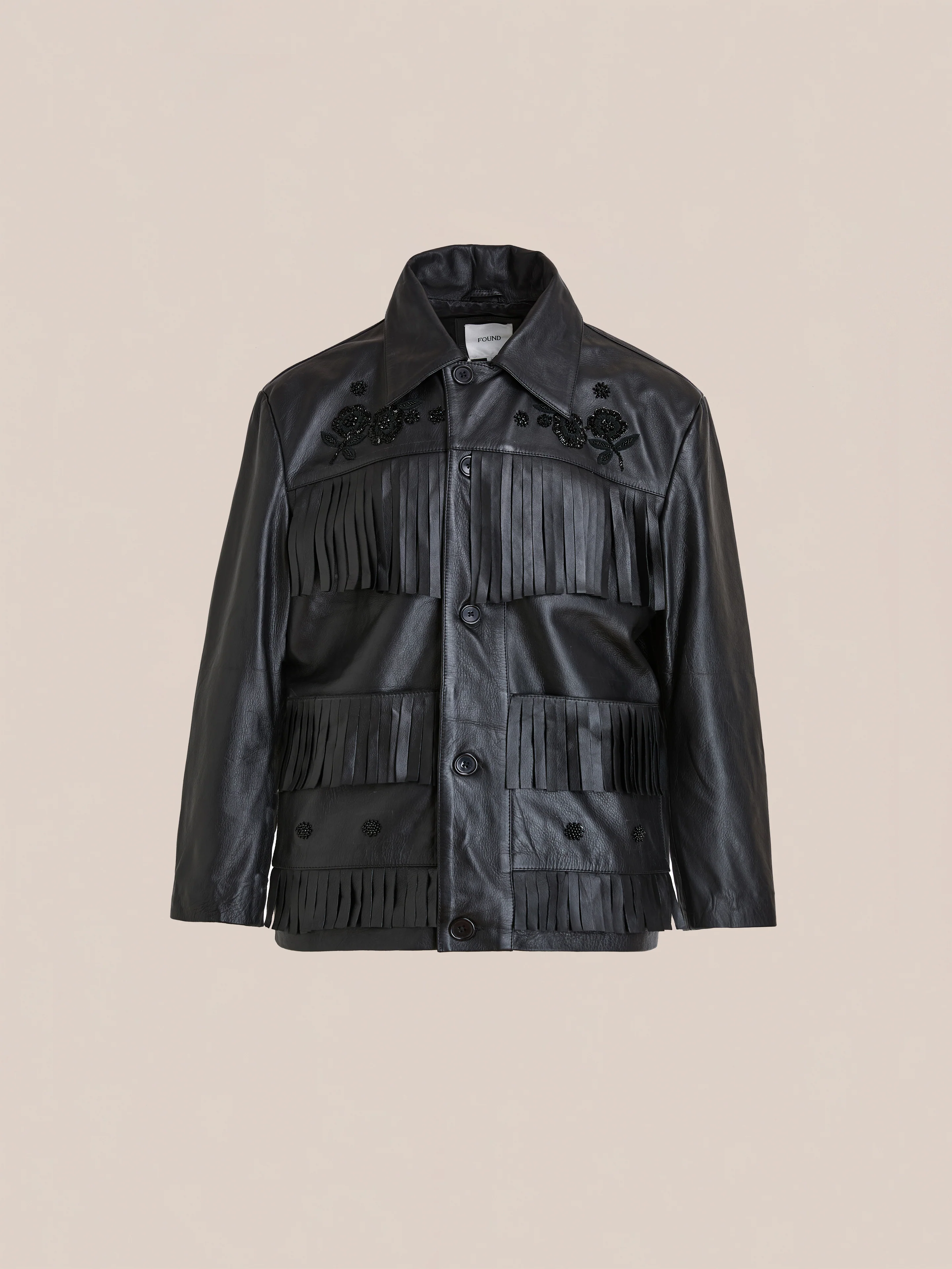 Hand Embroidered Leather Fringe Jacket - Image 7