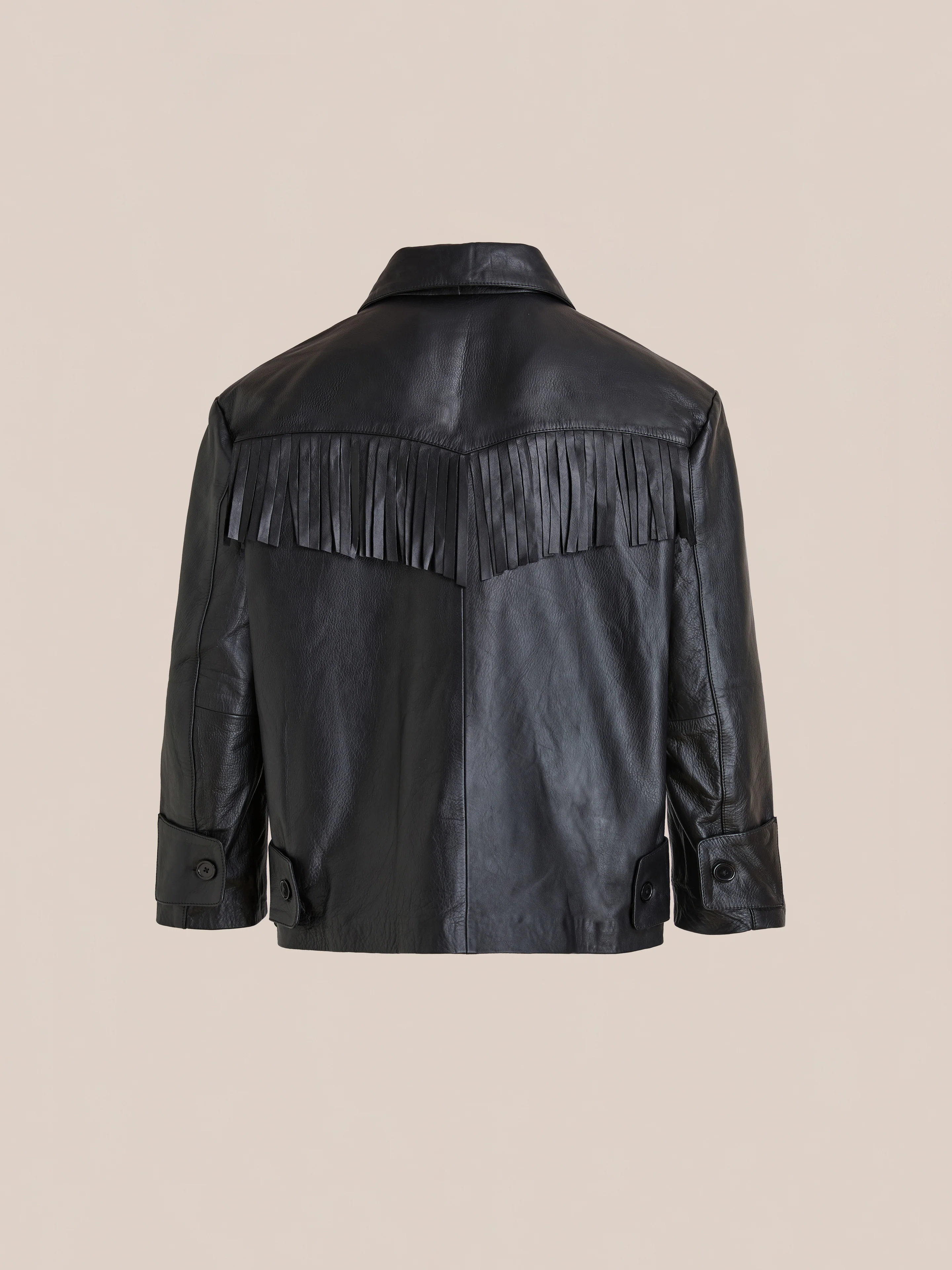 Hand Embroidered Leather Fringe Jacket - Image 8
