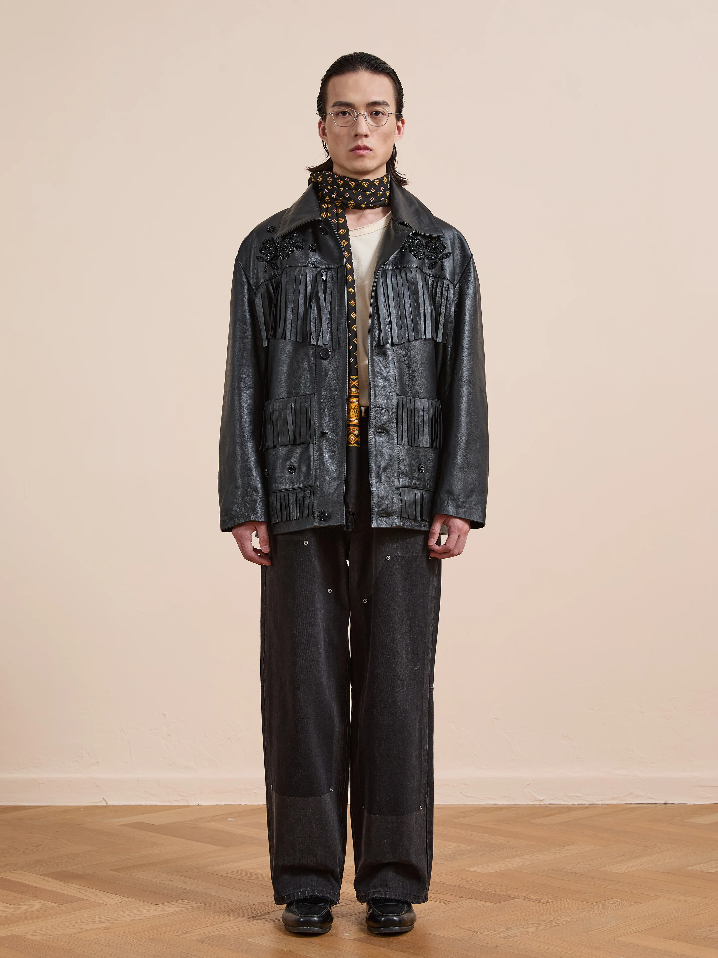Hand Embroidered Leather Fringe Jacket - Image 9