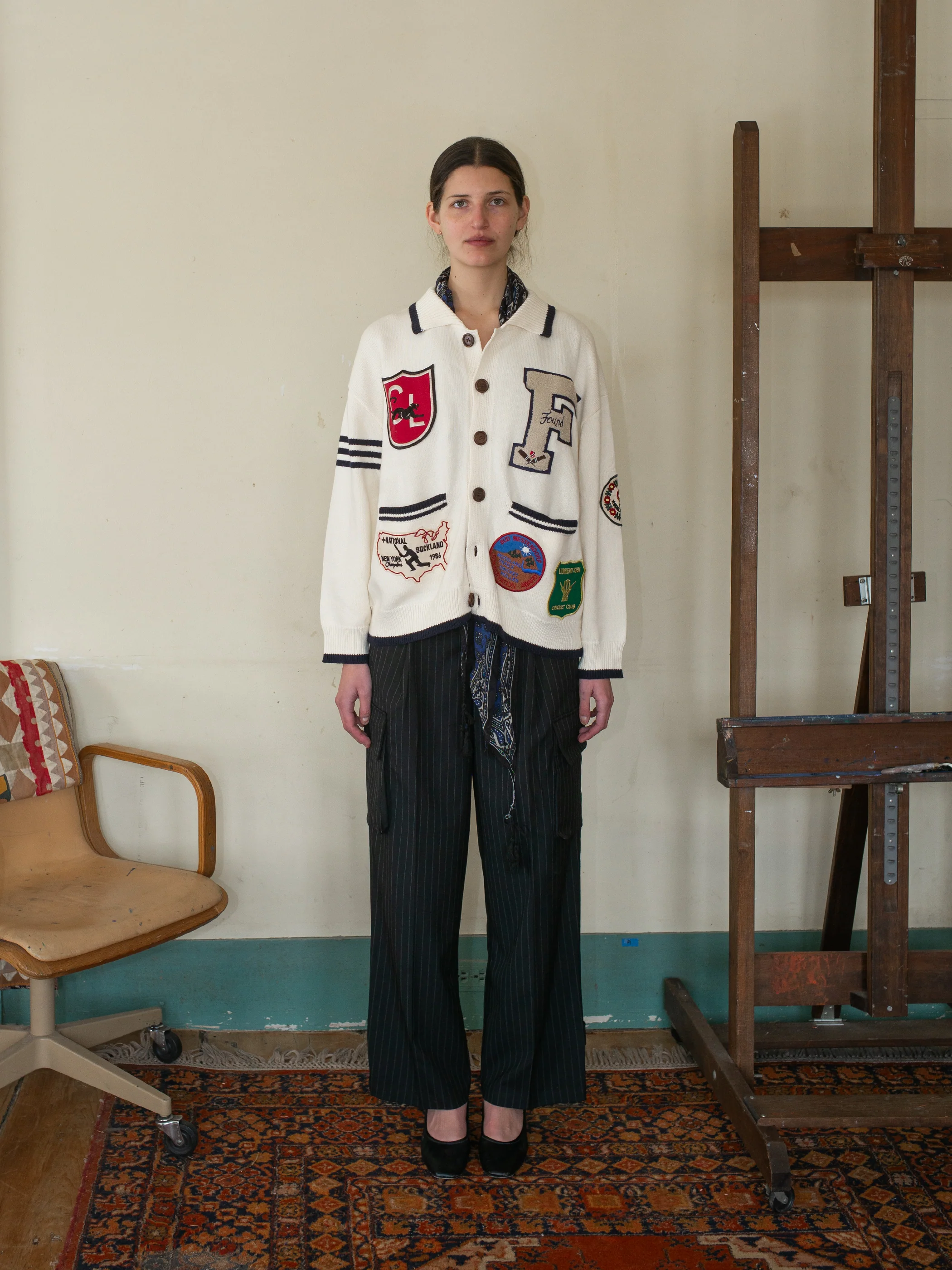 York Varsity Patch Collared Cardigan - Image 11