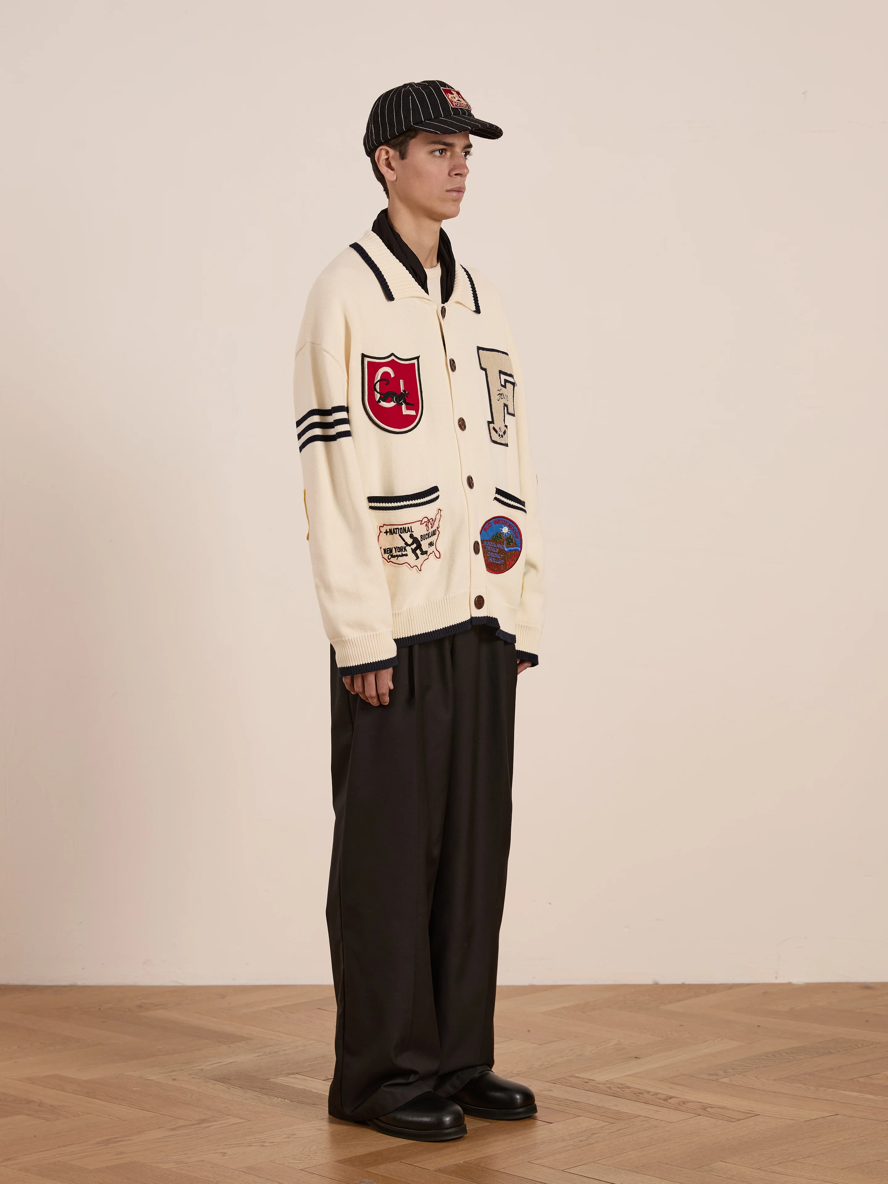 York Varsity Patch Collared Cardigan - Image 13