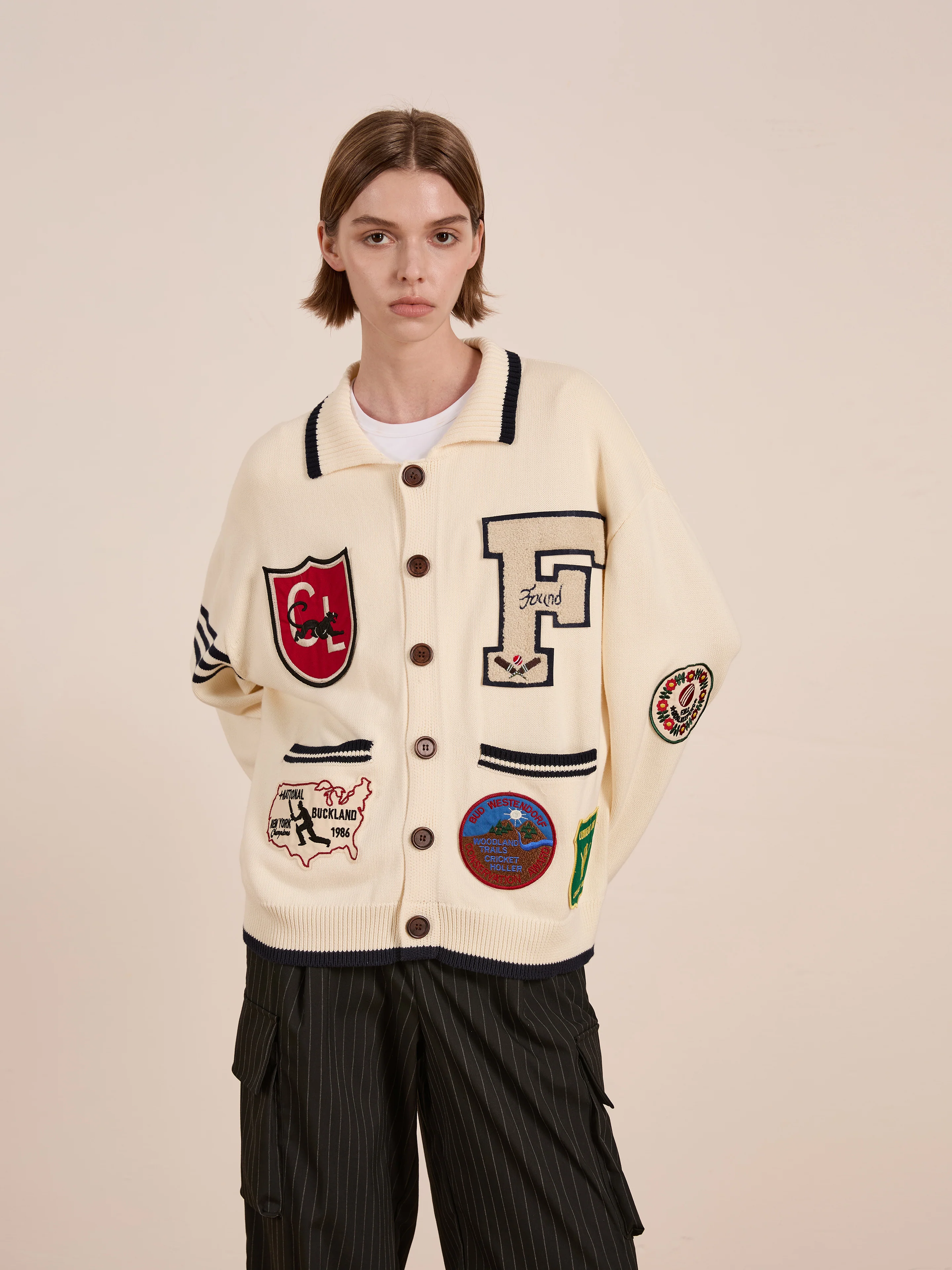 York Varsity Patch Collared Cardigan - Image 18