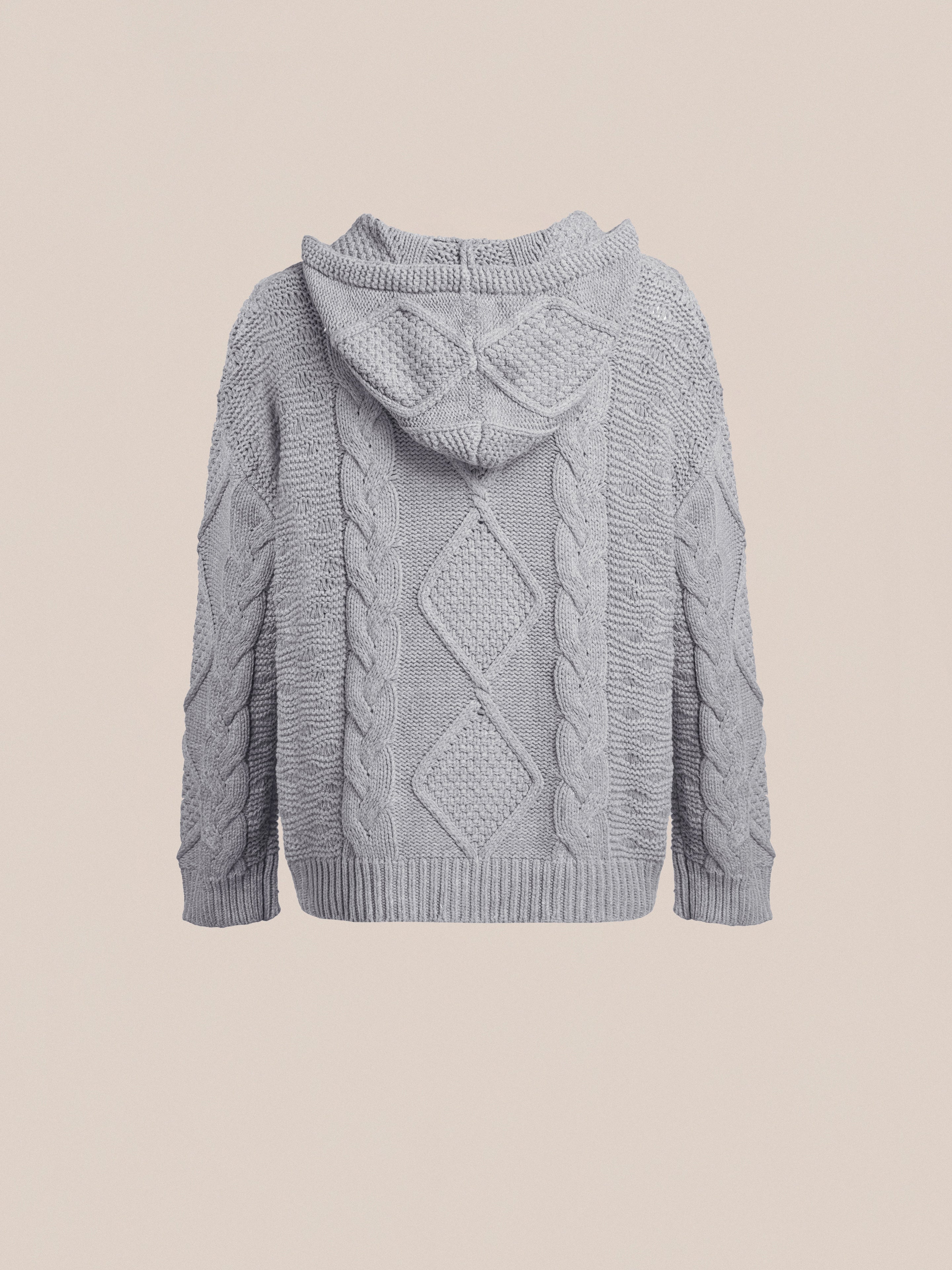 Zip Up Cable Knit Hoodie - Image 10