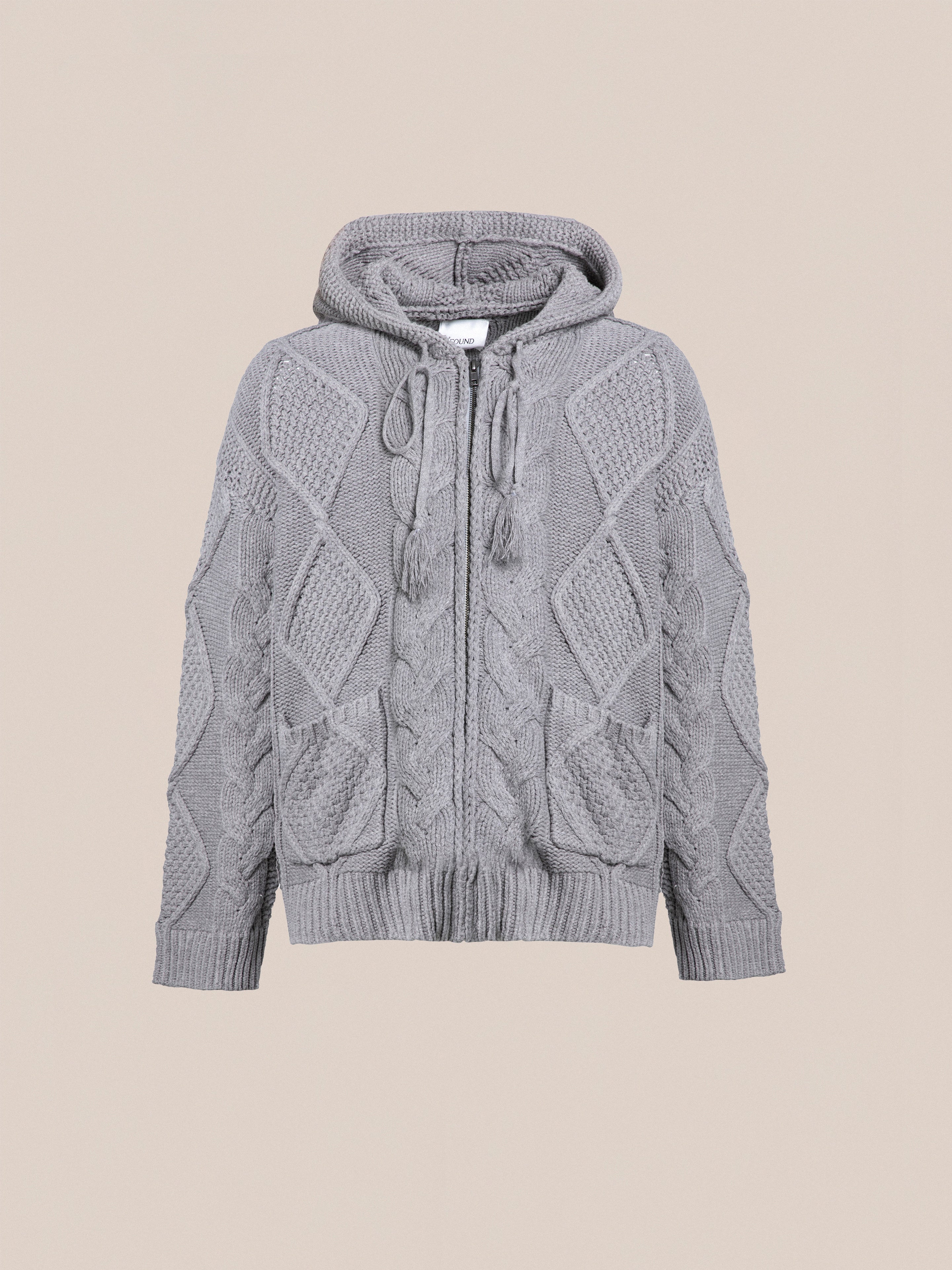 Zip Up Cable Knit Hoodie - Image 7