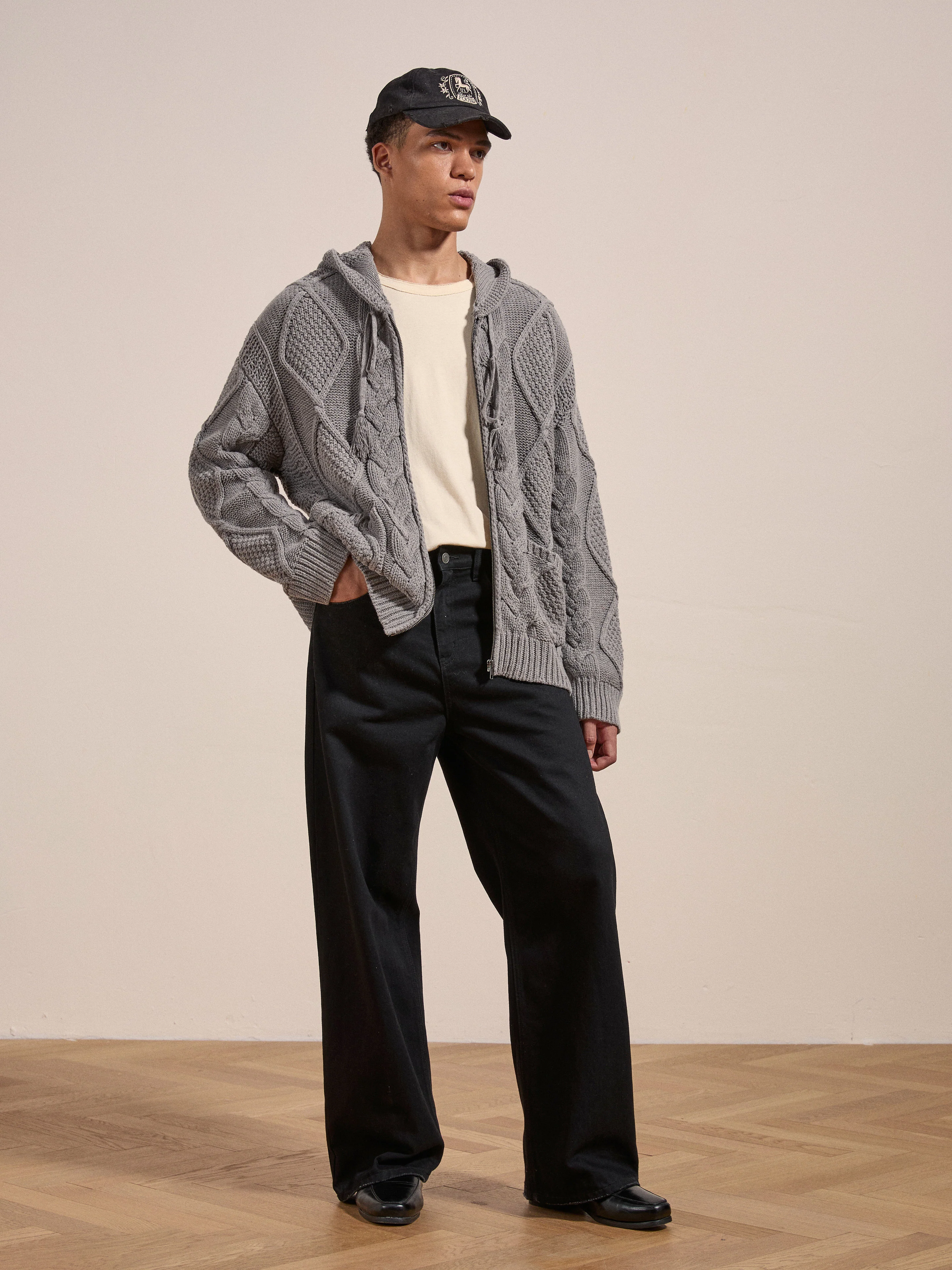 Zip Up Cable Knit Hoodie - Image 8