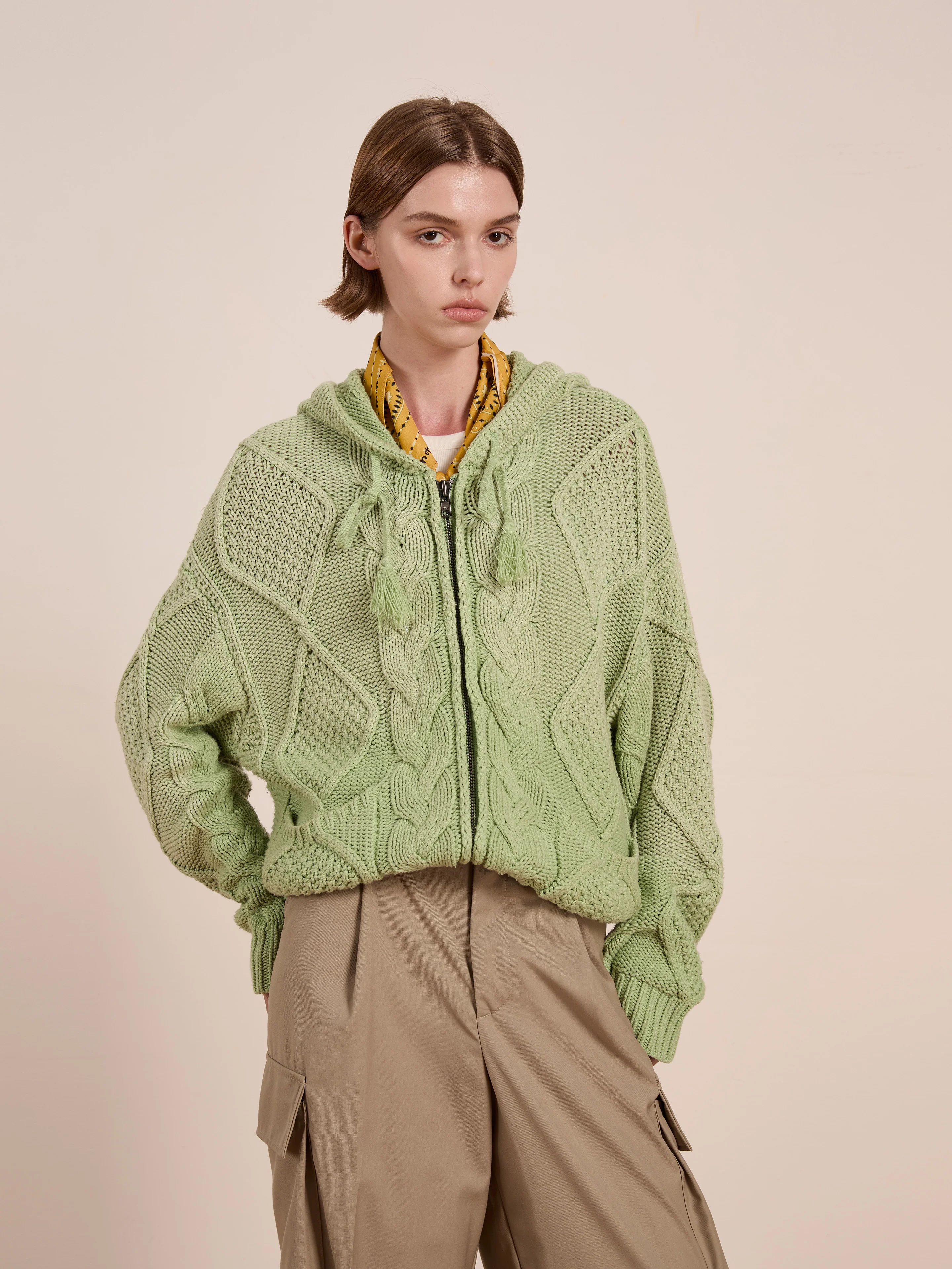 Zip Up Cable Knit Hoodie - Image 10
