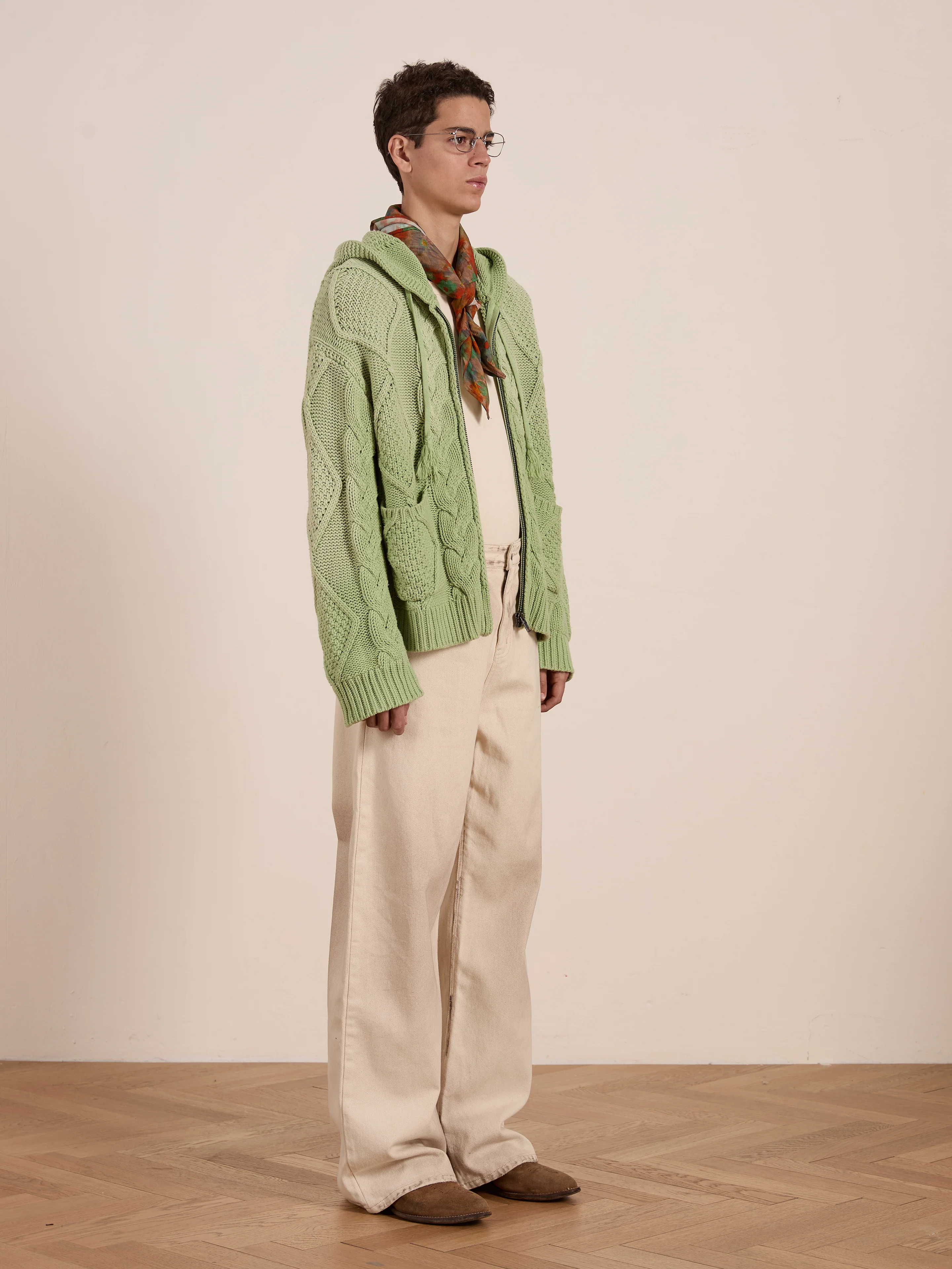 Zip Up Cable Knit Hoodie - Image 12