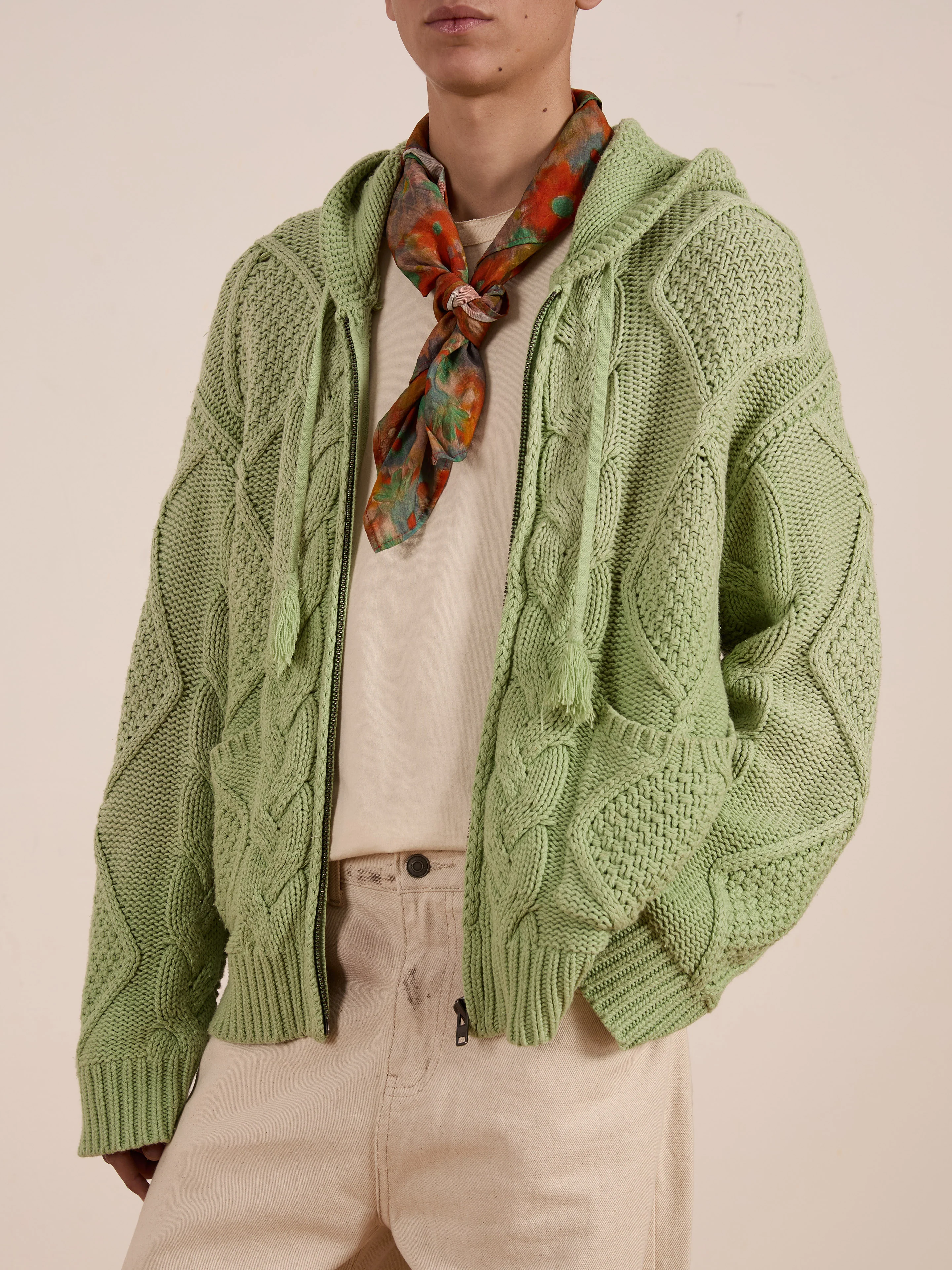 Zip Up Cable Knit Hoodie - Image 3