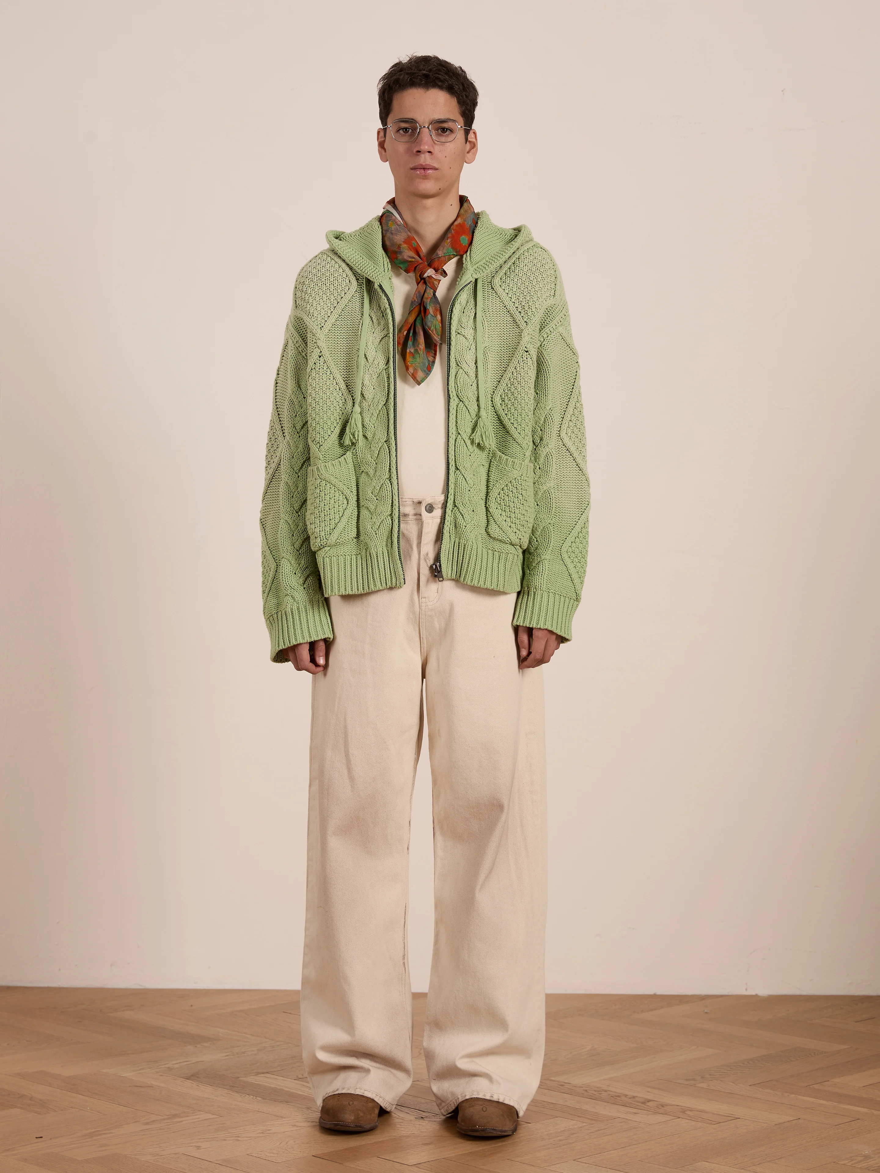 Zip Up Cable Knit Hoodie - Image 7