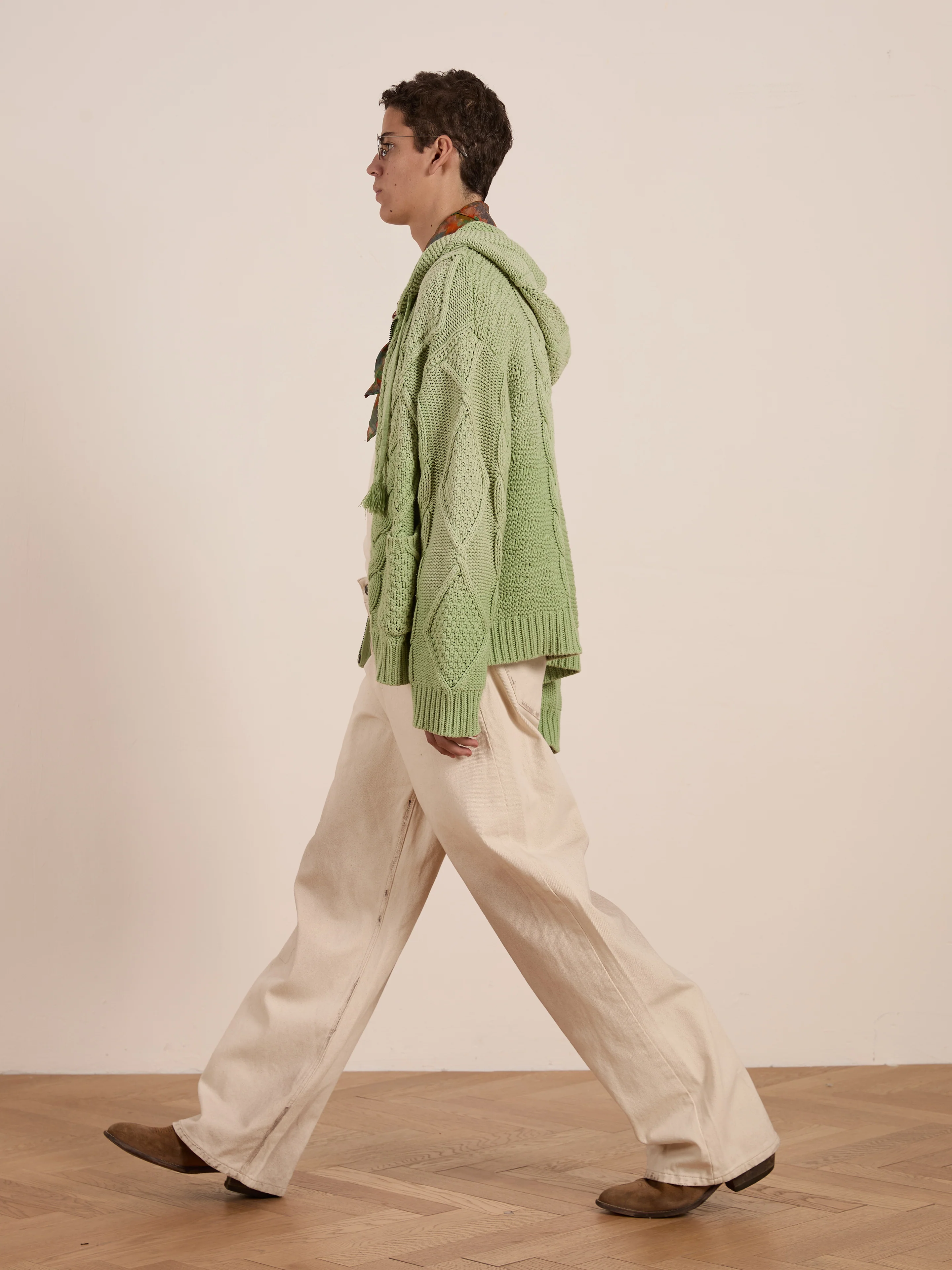 Zip Up Cable Knit Hoodie - Image 9