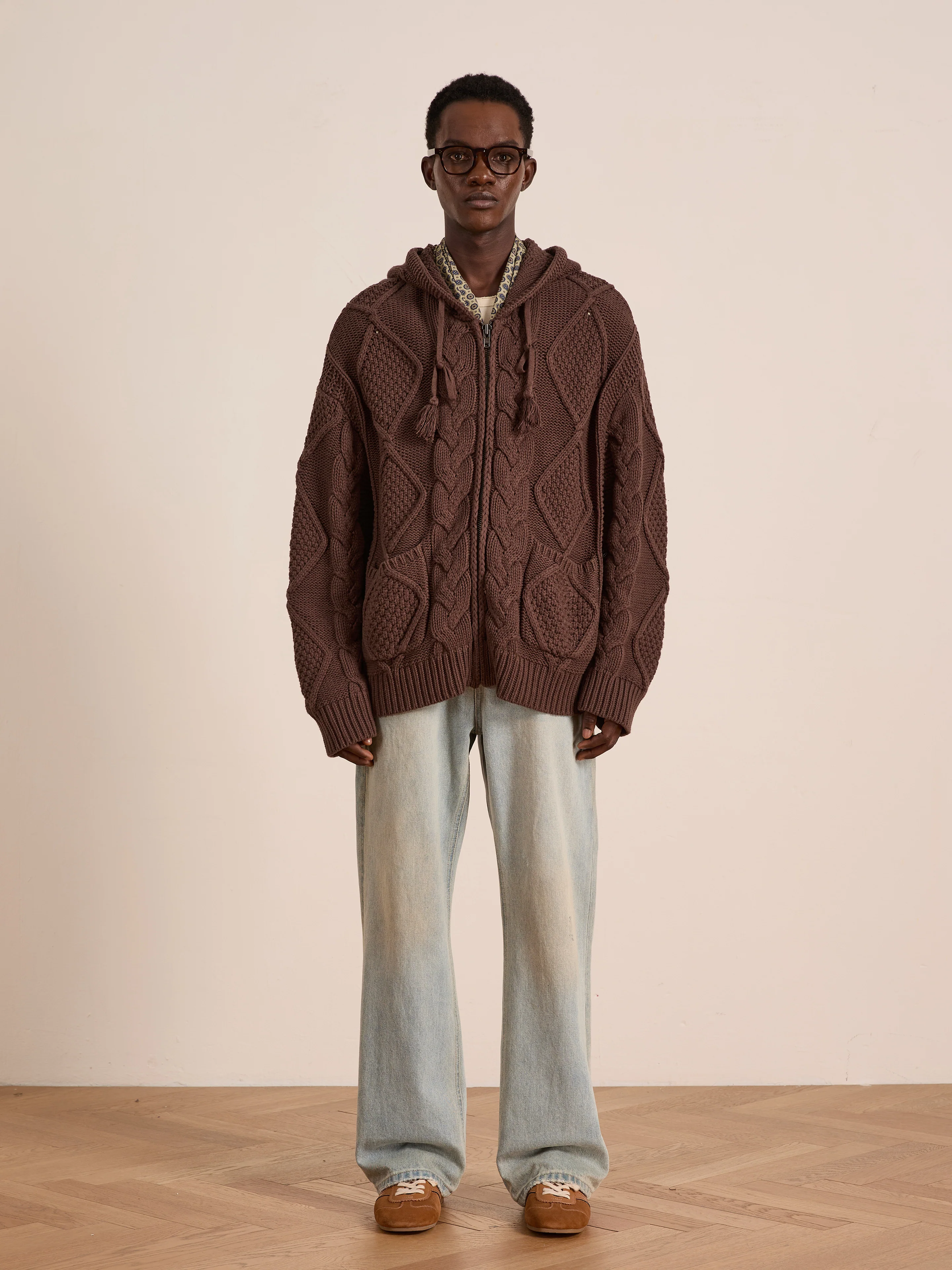 Zip Up Cable Knit Hoodie - Image 11